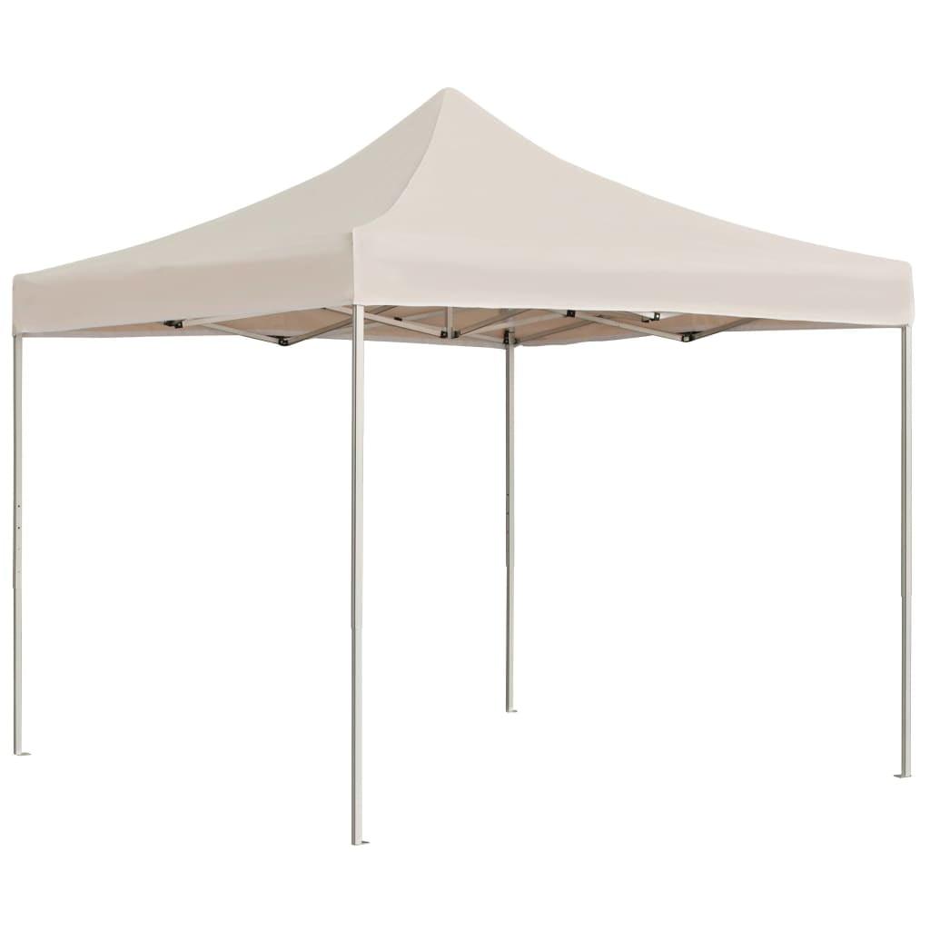 Cream 9.5' x 9.5' Aluminum Folding Party Tent with PVC Coated Roof