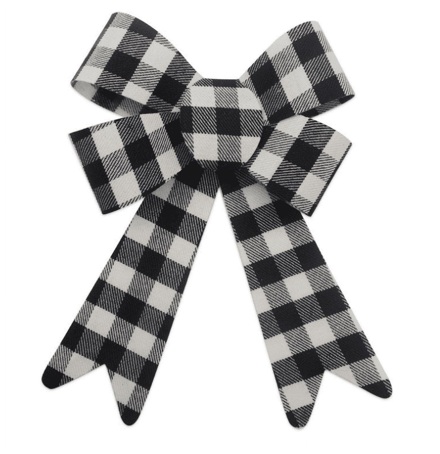 Heldig Black White Buffalo Plaid Bow Christmas Wreath Bow Holiday Christmas Bows for Christmas Tree Topper Bow Front Door Wreath Christmas Decorations