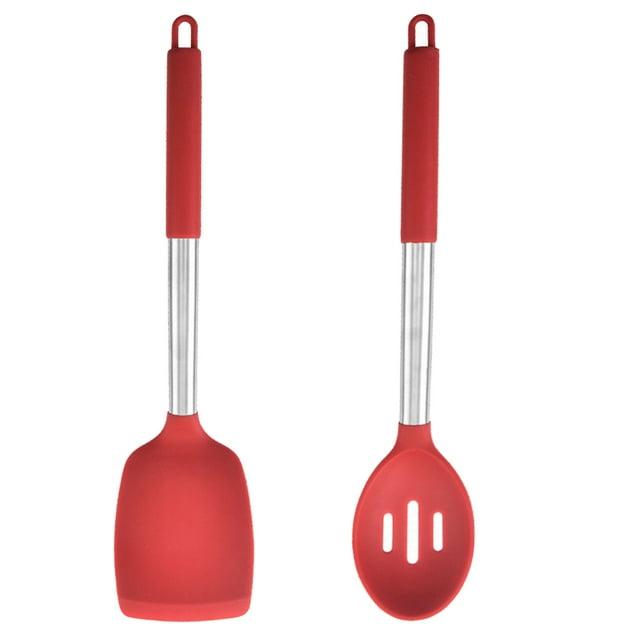 Premium Silicone and Steel Cooking Utensil Set, Red