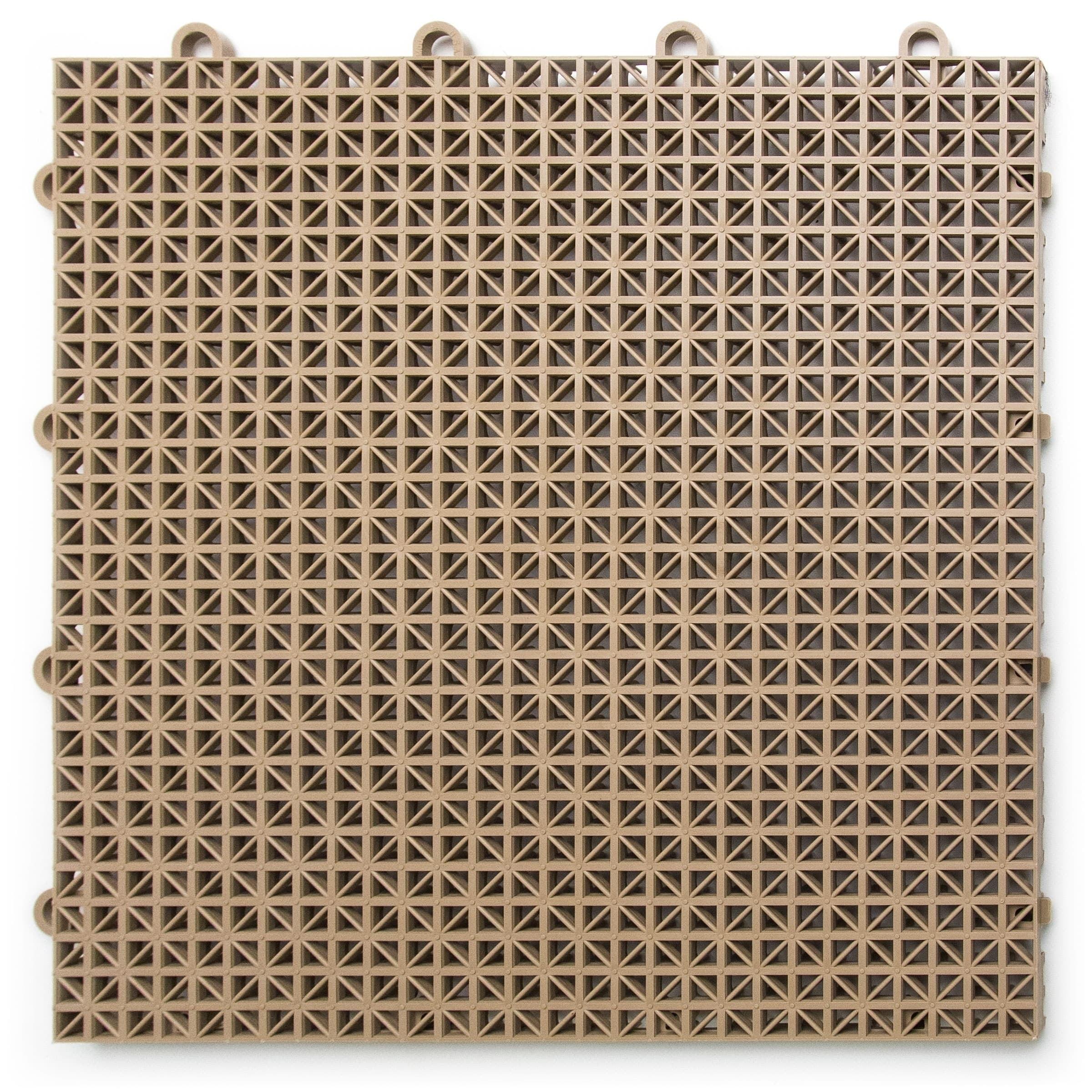 DT40BEIG DuraGrid Outdoor Modular Interlocking Multi-Use Plastic Deck Tile, 40 Pack, Beige