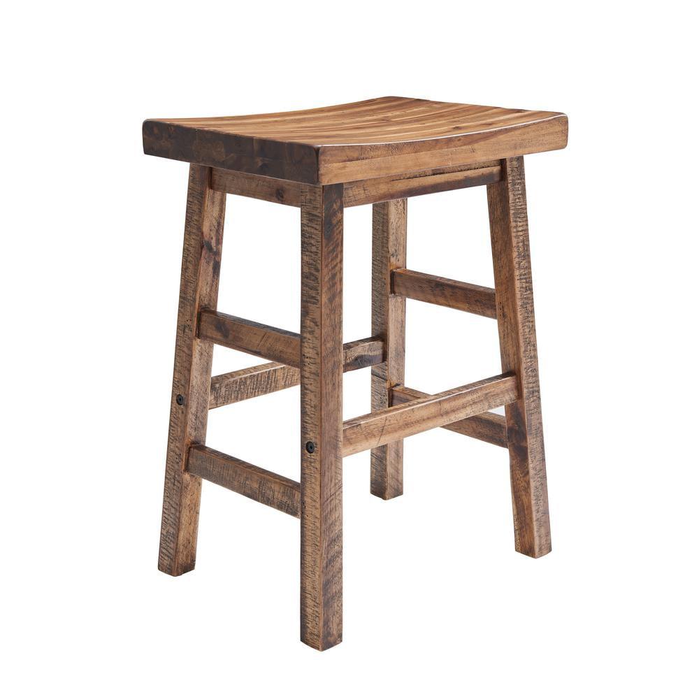 26" Durango Industrial Wood Counter Height Barstool Dark Brown - Alaterre Furniture
