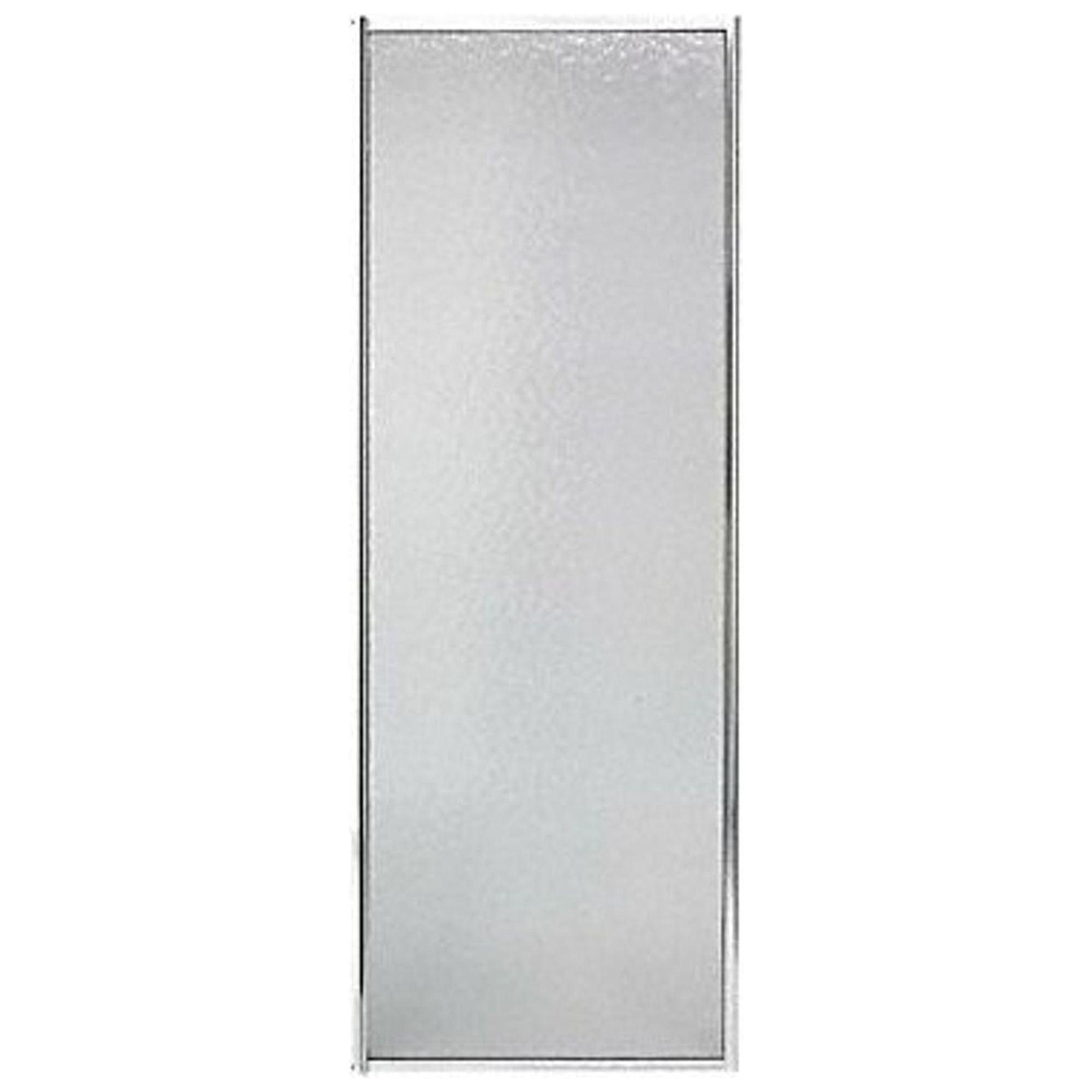 Silver Aluminum Framed Pivot Shower Door with Obscured Glass