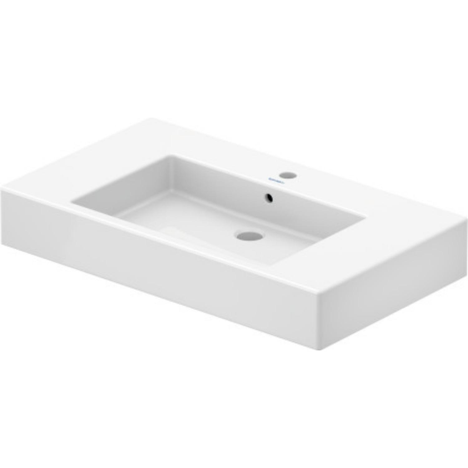 Vero White Ceramic Wall-Mount Rectangular Bathroom Sink