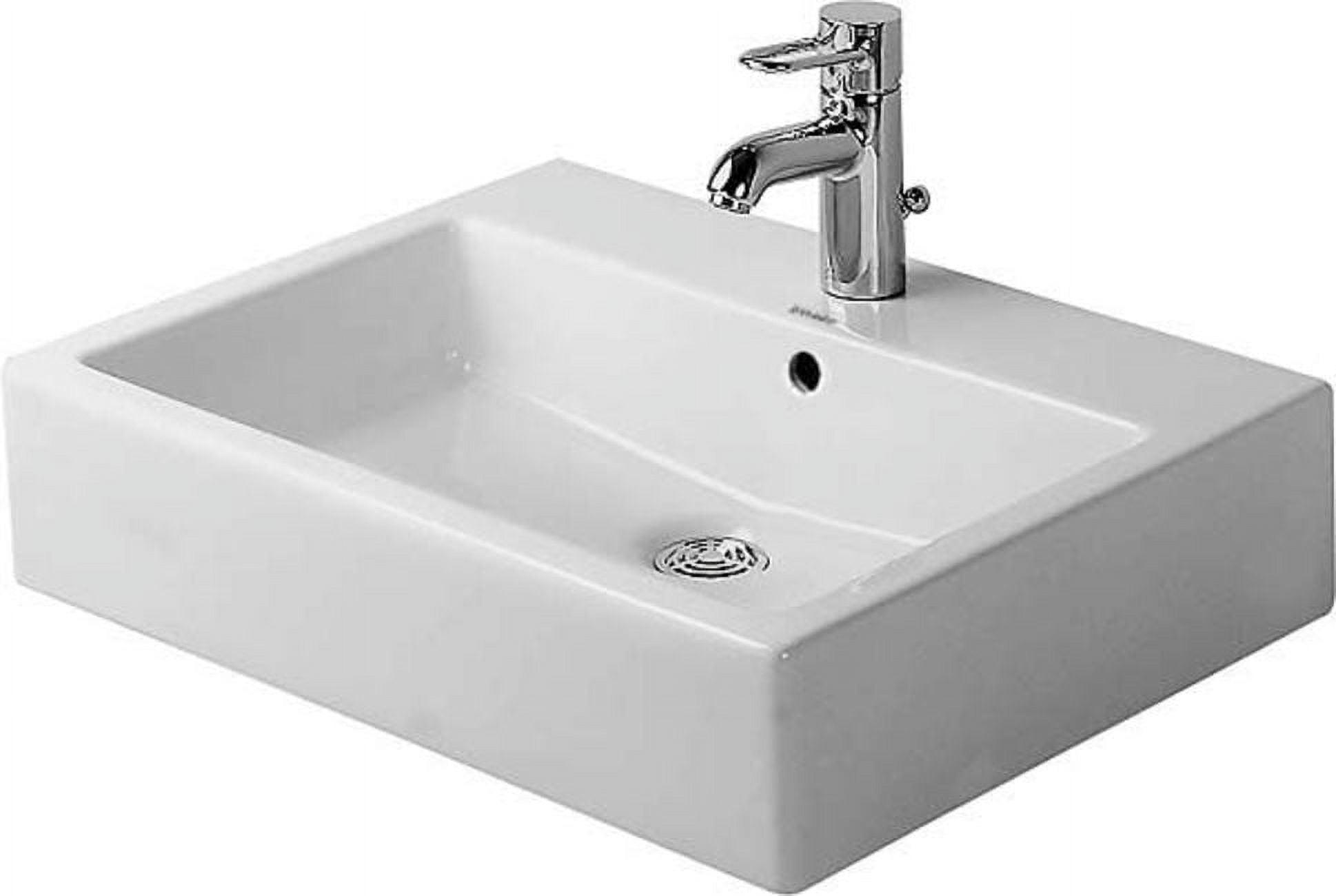 Duravit 0452500000 Vero Ceramic Rectangular Vessel Bathroom Sink with Overflow