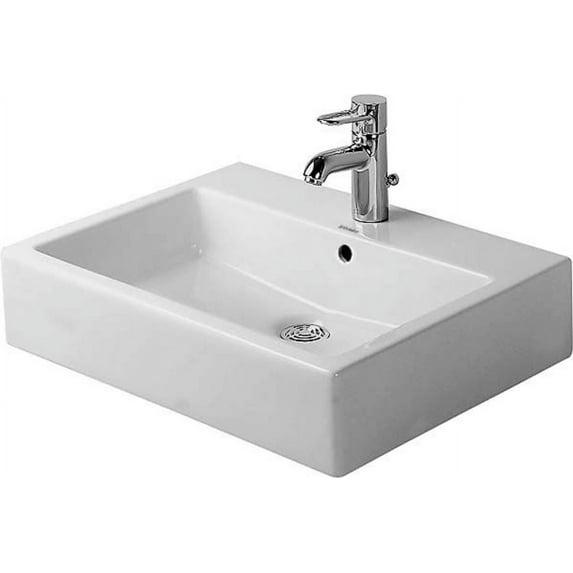 Duravit 0452500000 Vero Ceramic Rectangular Vessel Bathroom Sink with Overflow