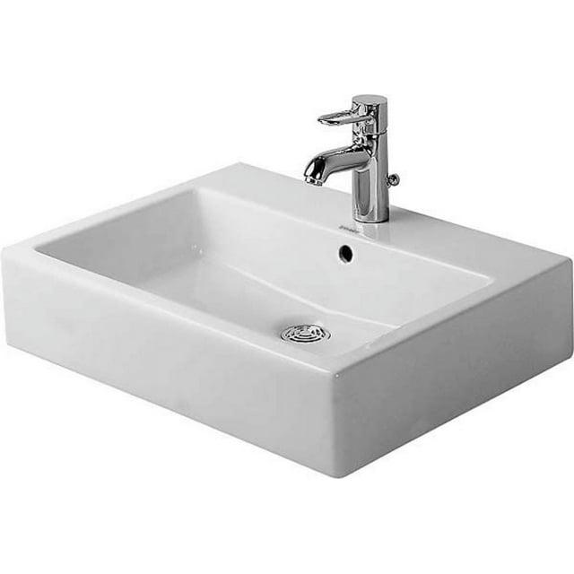 Duravit 0452500000 Vero Ceramic Rectangular Vessel Bathroom Sink with Overflow