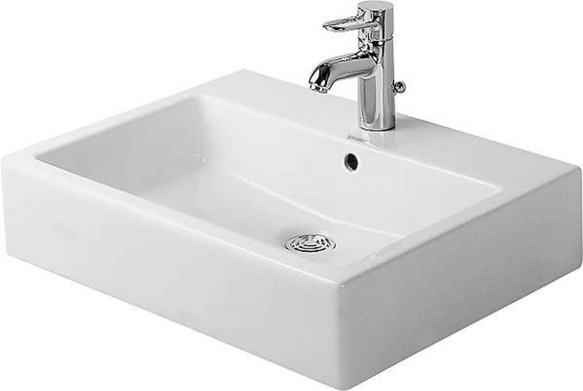 Modern Rectangular Wall-Mount Ceramic Sink in Glossy White