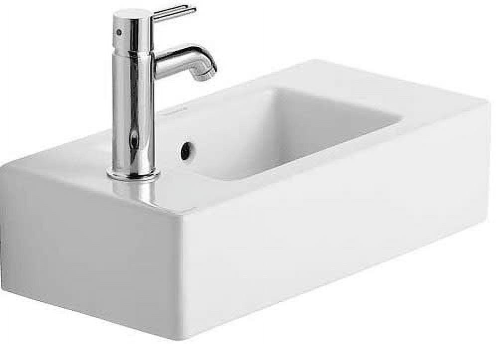 Modern Rectangular Wall-Mount Ceramic Bathroom Sink in White