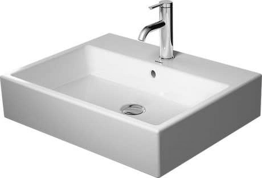 White Ceramic Wall-Mounted Rectangular Bathroom Sink