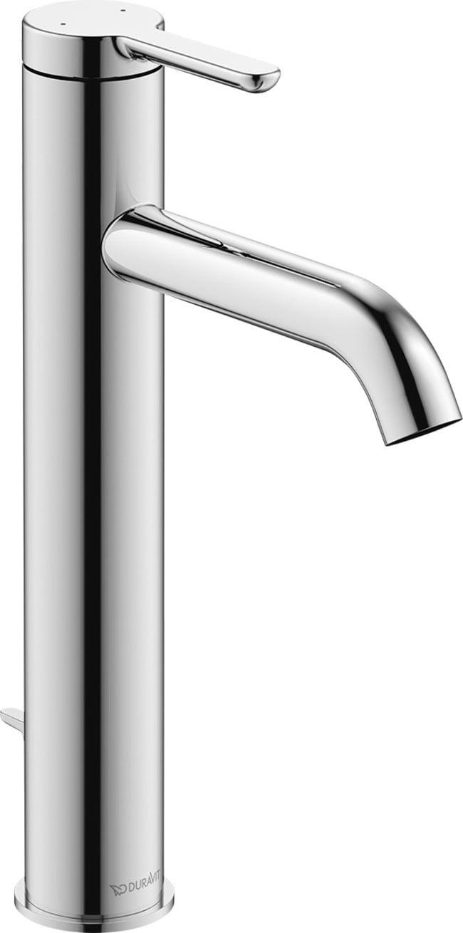 Duravit C.1 Series Sleek Chrome 10.33" Bathroom Faucet with Drain