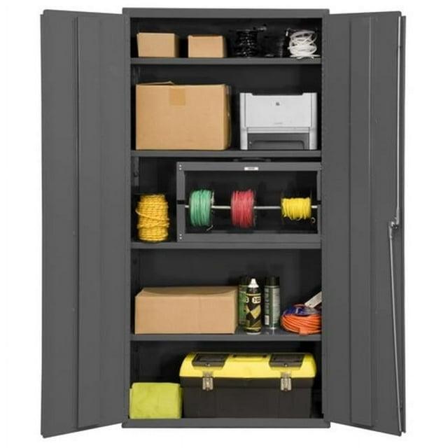 Durham  14 Gauge Flush Door Style Lockable Shelf Cabinet with 4 Adjustable Shelves - Gray - 36 x 18 x 72 in.