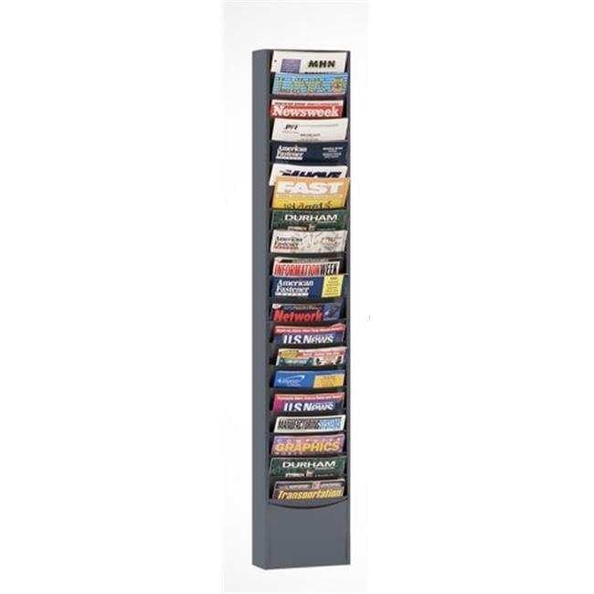 Gray Metal Vertical 20-Pocket Wall Mounted Literature Rack