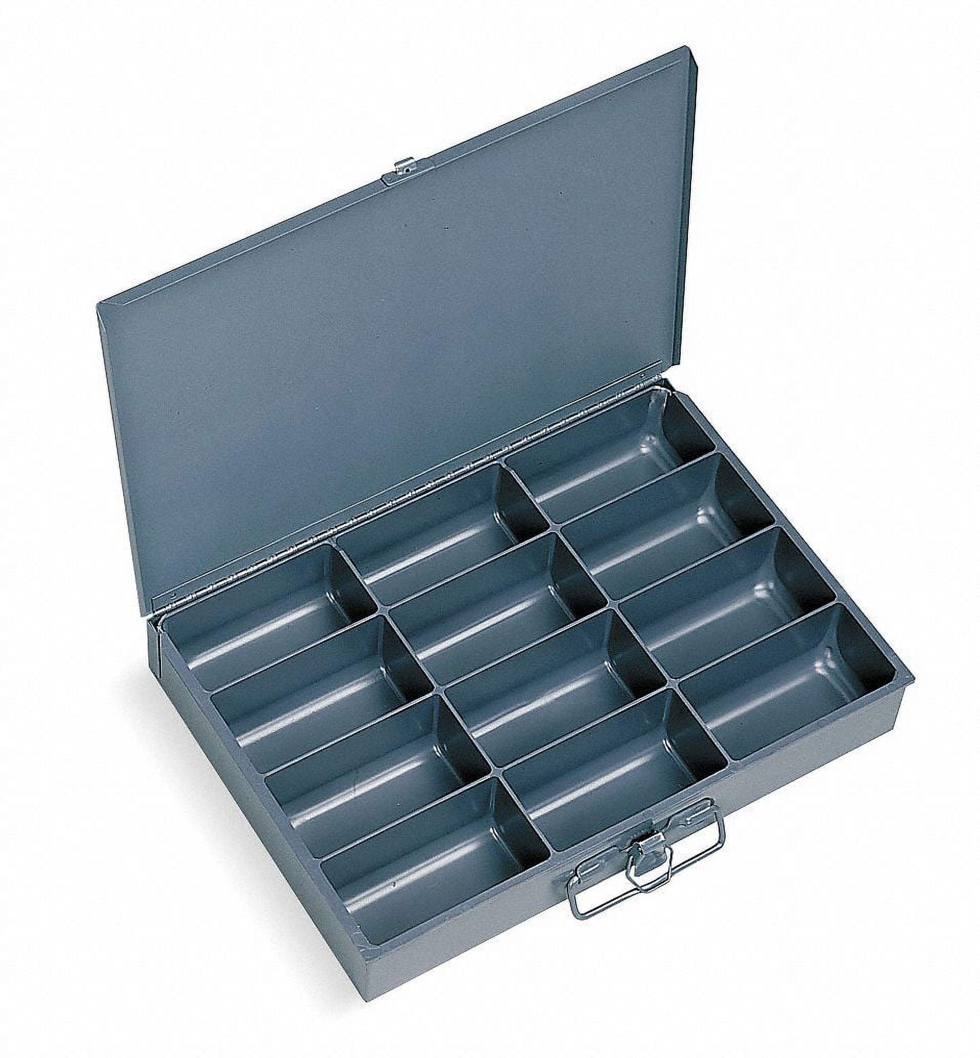 Gray Steel 12-Compartment Powder Coated Drawer Box