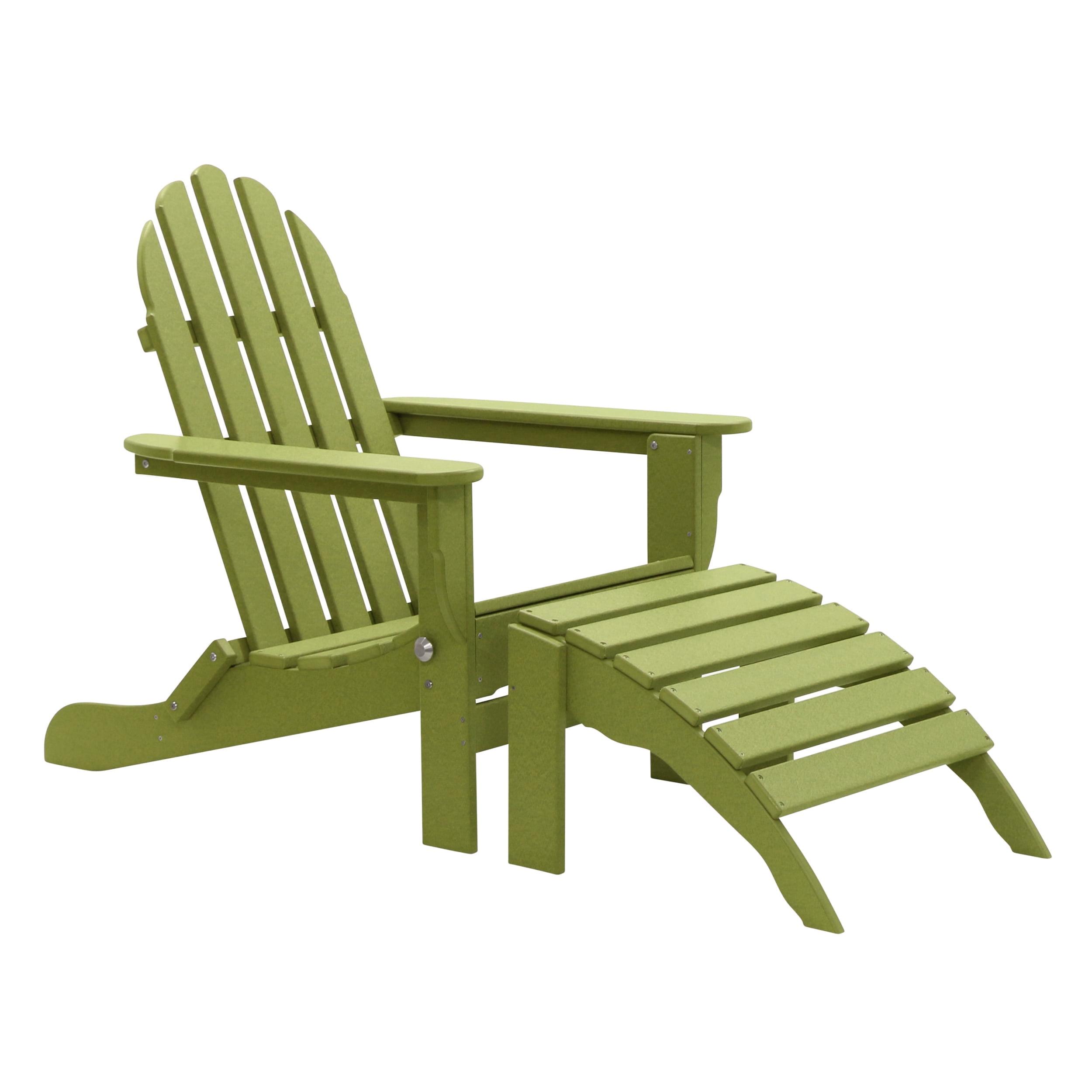 Lime Green HDPE Folding Adirondack Chair with Ottoman