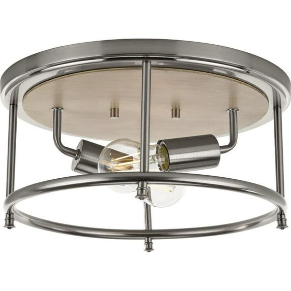 Marshel 13"W 2-Lightwith Black Marbled Base Flush Mount Light Fixture