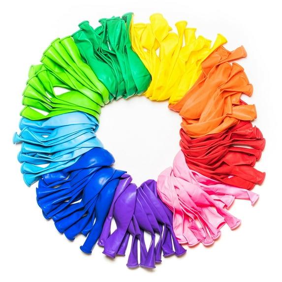 Dusico® Balloons Rainbow Set (100 Pack) 12 Inches, Assorted Bright Colors, Made With Strong Multicolored Latex, For Helium Or Air Use. Kids Birthday Party Decoration AccessoryS301