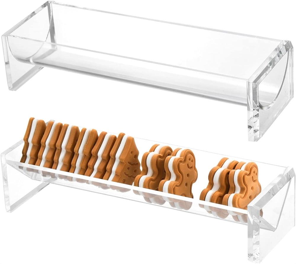 Srenta Clear Cracker Tray for Serving, Set of 2 Rectangular Cracker Holder for Serving Trays, Acrylic Food Display Cracker Serving Stand for Home