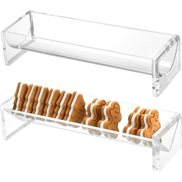 Srenta Clear Cracker Tray for Serving, Set of 2 Rectangular Cracker Holder for Serving Trays, Acrylic Food Display Cracker Serving Stand for Home