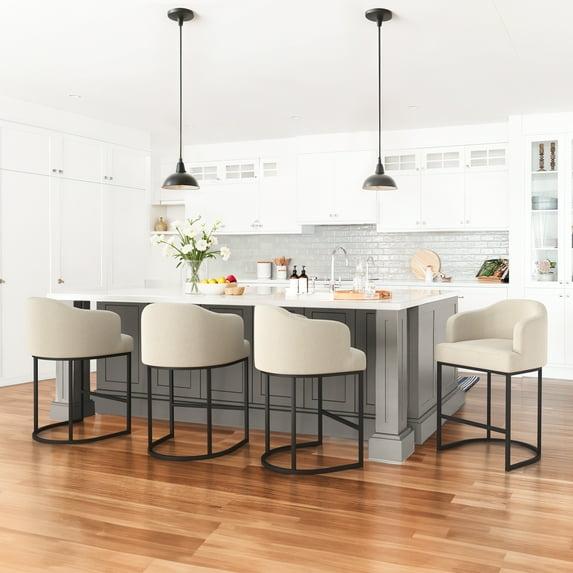 Dycanpo Counter Height Bar Stools with Back Sets of 4 Modern Counter Stools for Home Kitchen, Line