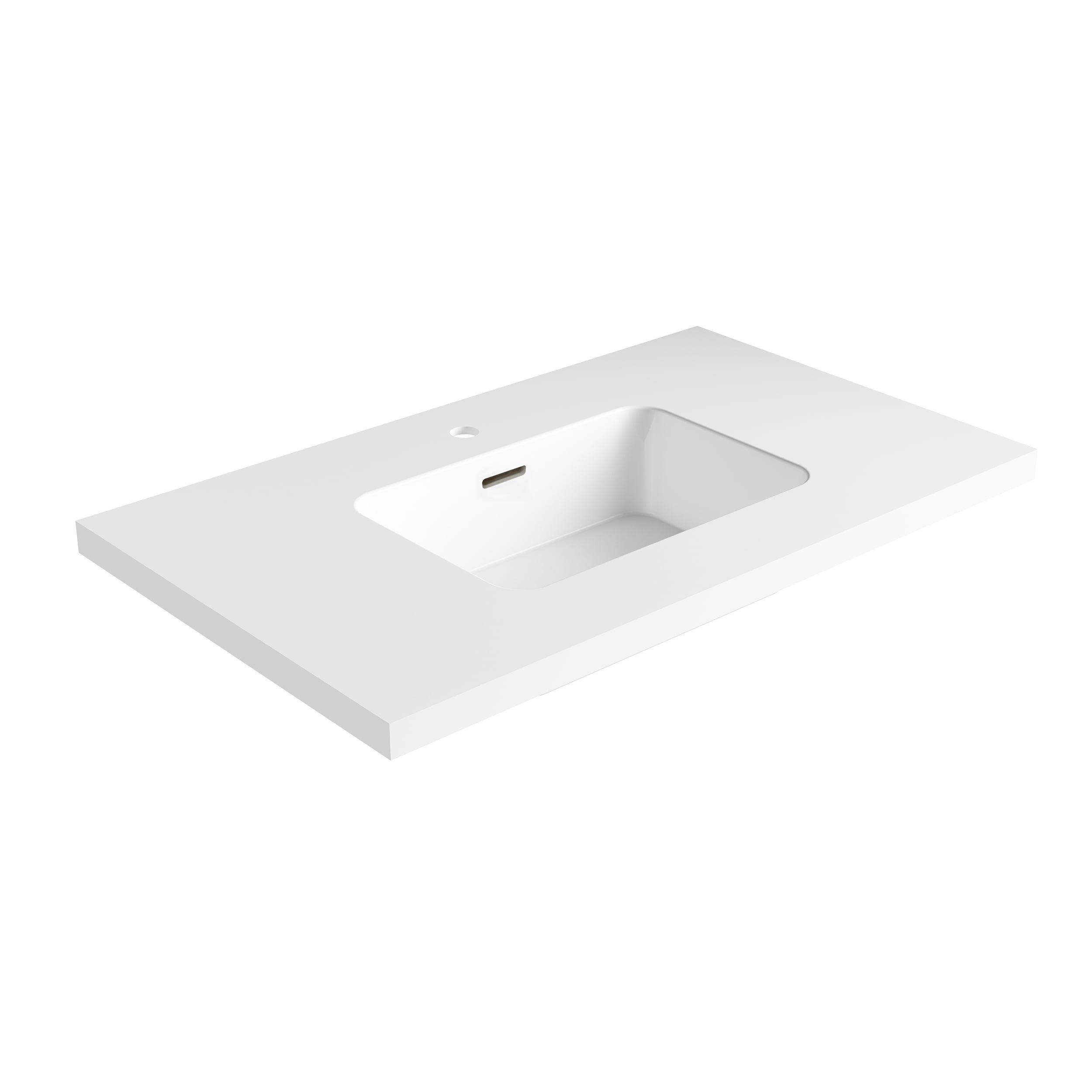 37" White Stone Vanity Top with Integrated Basin