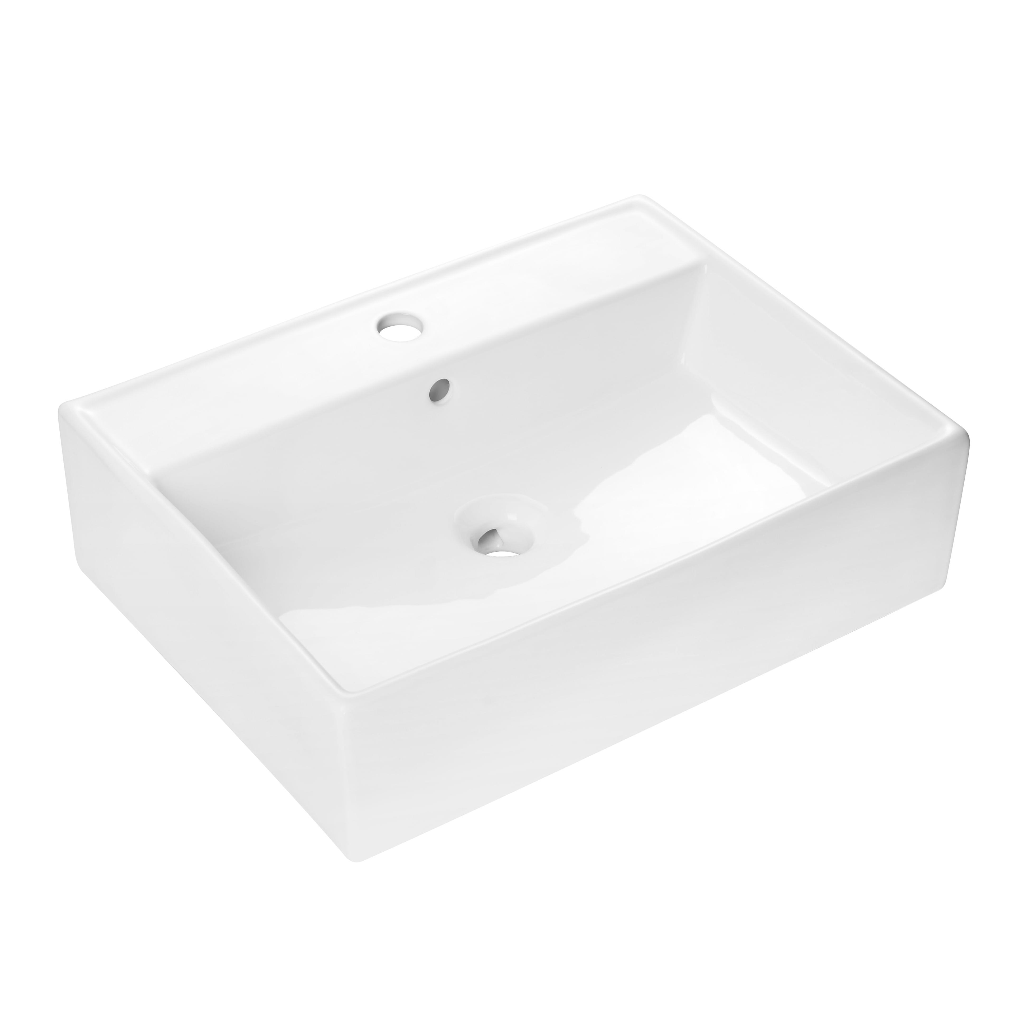 Dyconn Faucet 17.32'' Glossy White Ceramic Rectangular Bathroom Sink