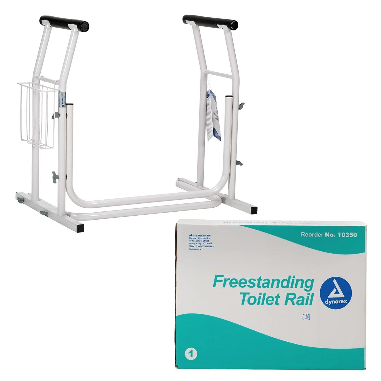 White Steel Freestanding Toilet Safety Rail with Padded Arms