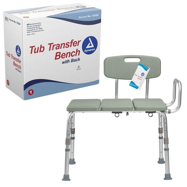 Dynarex Tub Transfer Bench, Provides Stress-Free and Comfortably Seated Access to a Bathtub or Shower, 400 lb. Weight Capacity, Grey, 1 Tub Transfer Bench