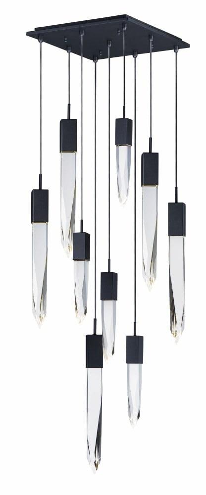 E31246-20BK-ET2 Lighting-Quartz-54W 9 LED Pendant-15.75 Inches wide by 21 inches high-Black Finish