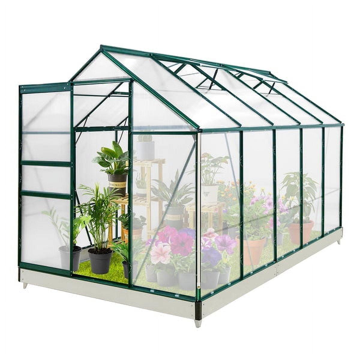 Green 6' x 10' Polycarbonate and Aluminum Walk-In Greenhouse