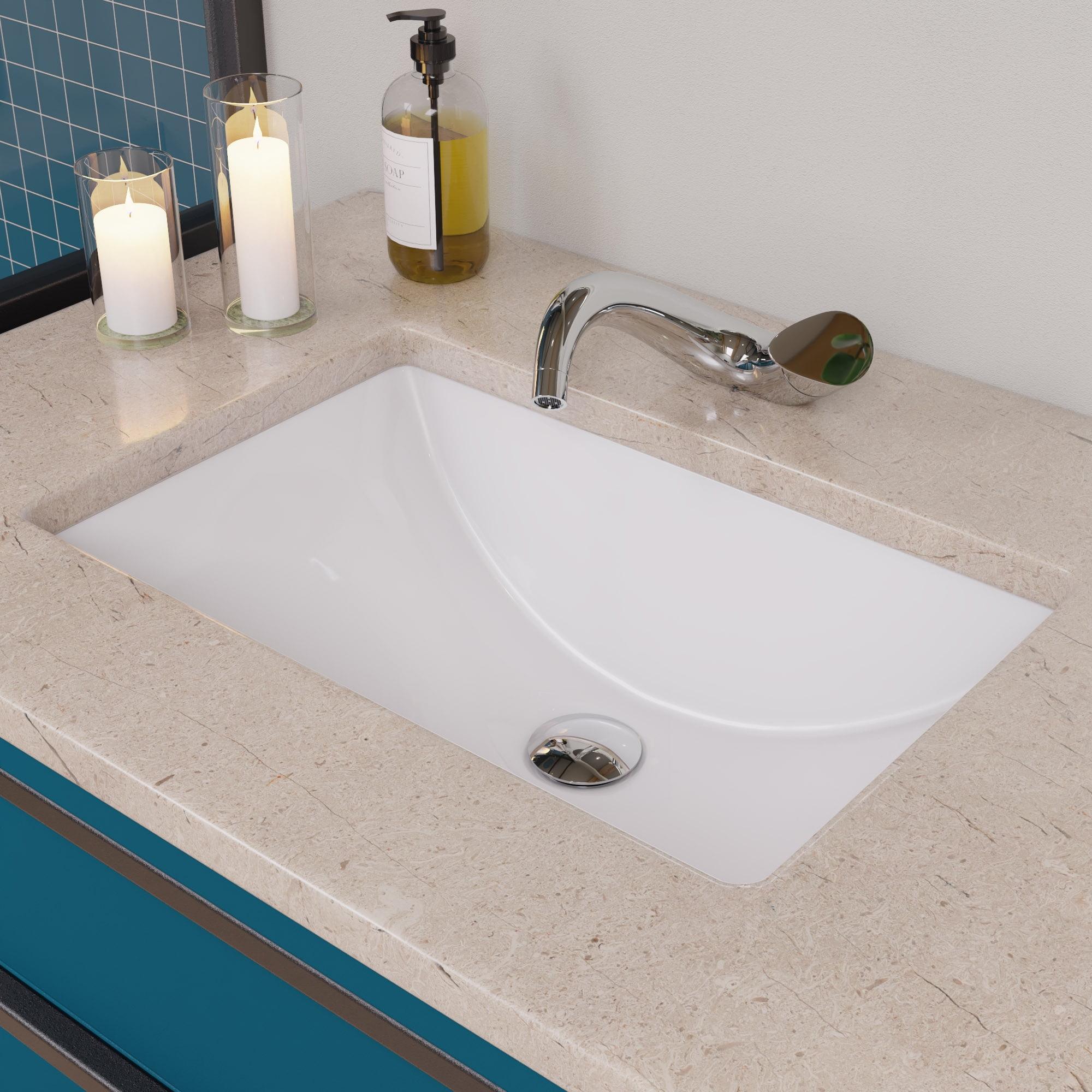 EAGO 22'' White Ceramic Rectangular Undermount Bathroom Sink