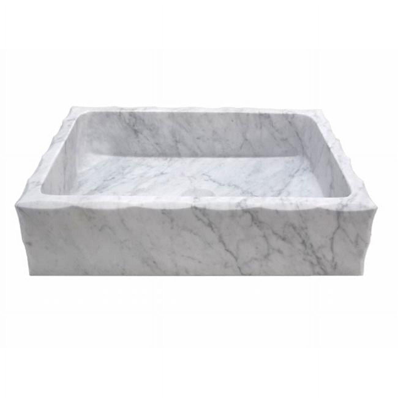 EB-S037CW-H Antique Rectangular Carrara Marble Vessel Sink Honed