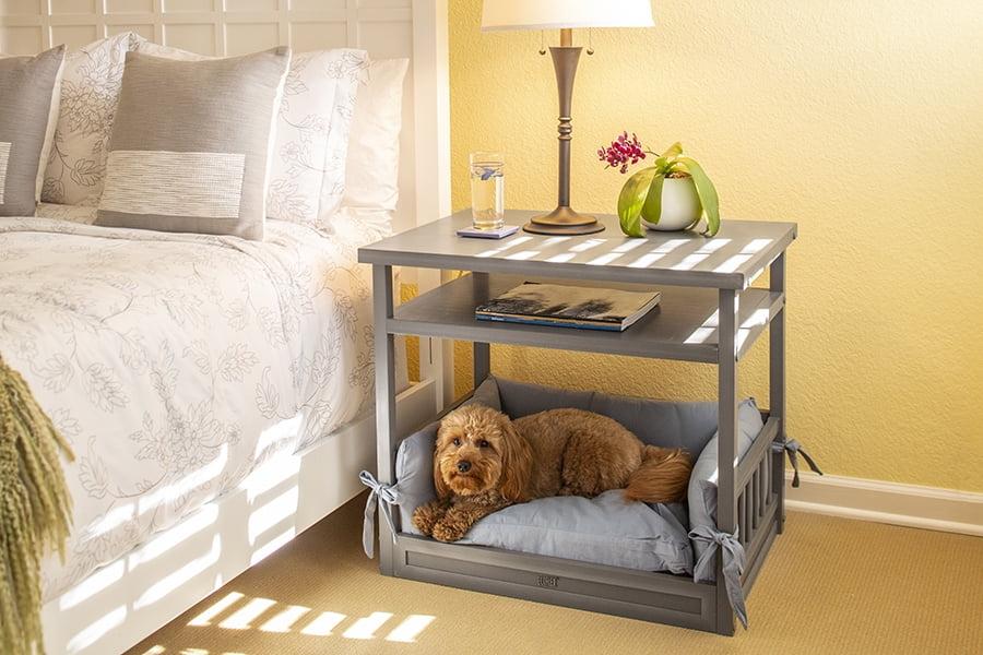 Grey ECOFLEX Elevated Orthopedic Dog Bed Nightstand