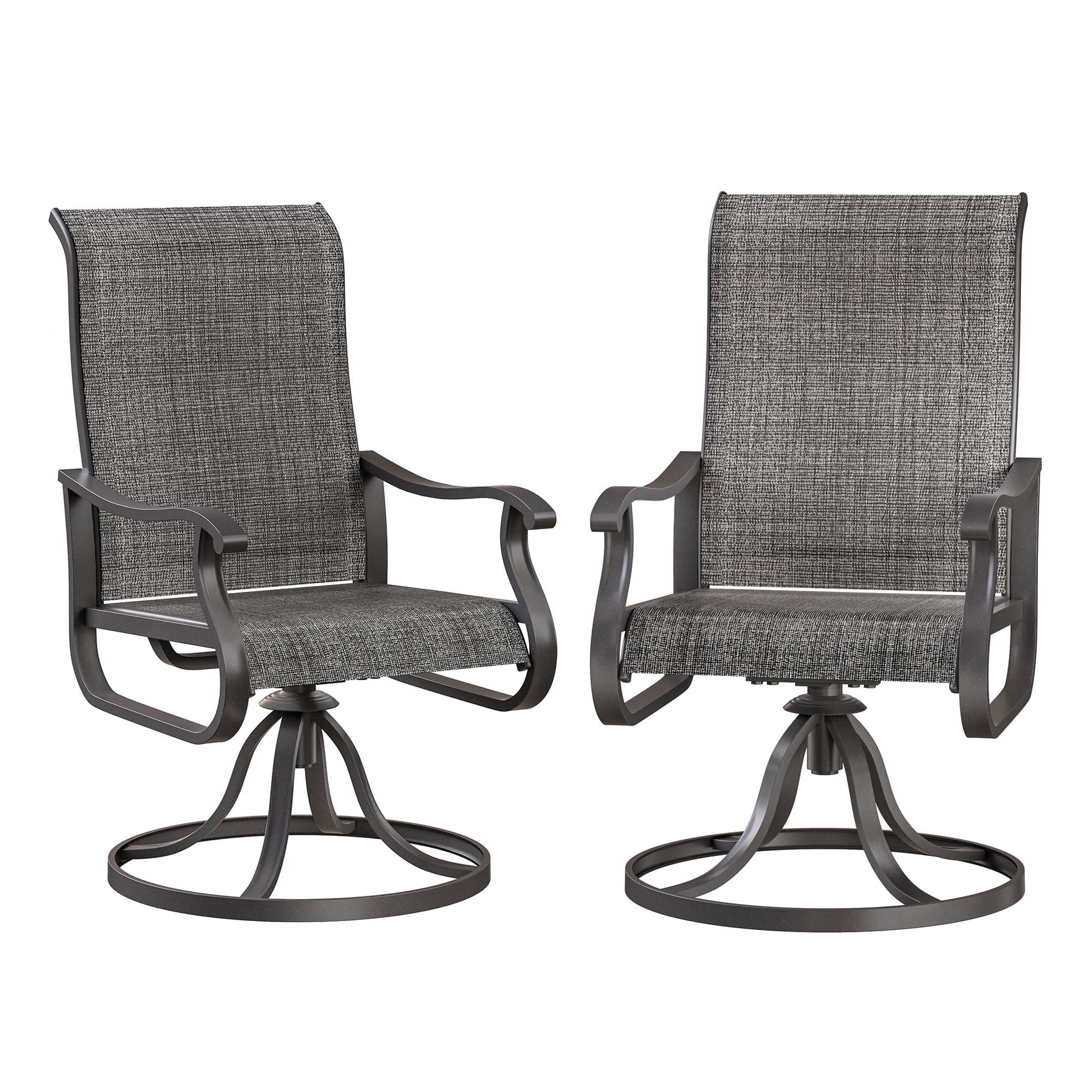 Techmilly Outdoor Dining Chairs , Patio Swivel Chairs Set of 2, Support 400lbs , Dark Grey