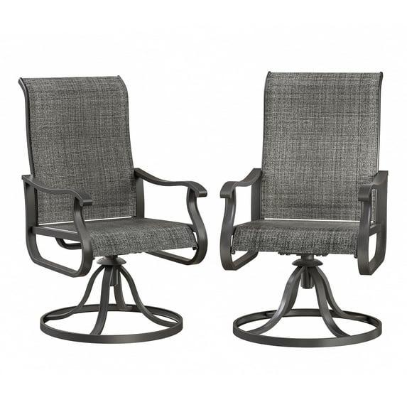Techmilly Outdoor Dining Chairs , Patio Swivel Chairs Set of 2, Support 400lbs , Dark Grey