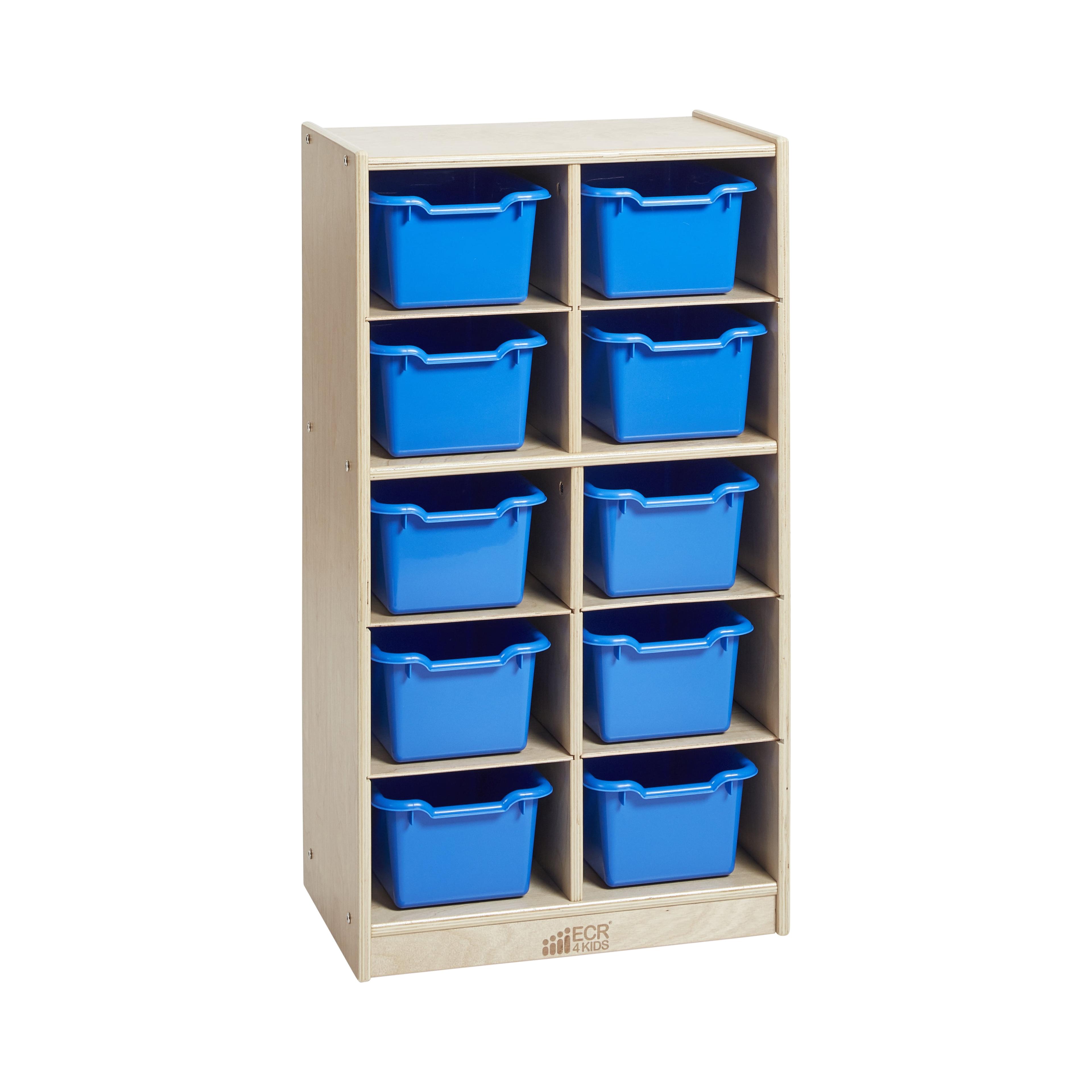 ECR4Kids 10 Cubby School Storage Cabinet - Rolling Cabinet with Tray Slots