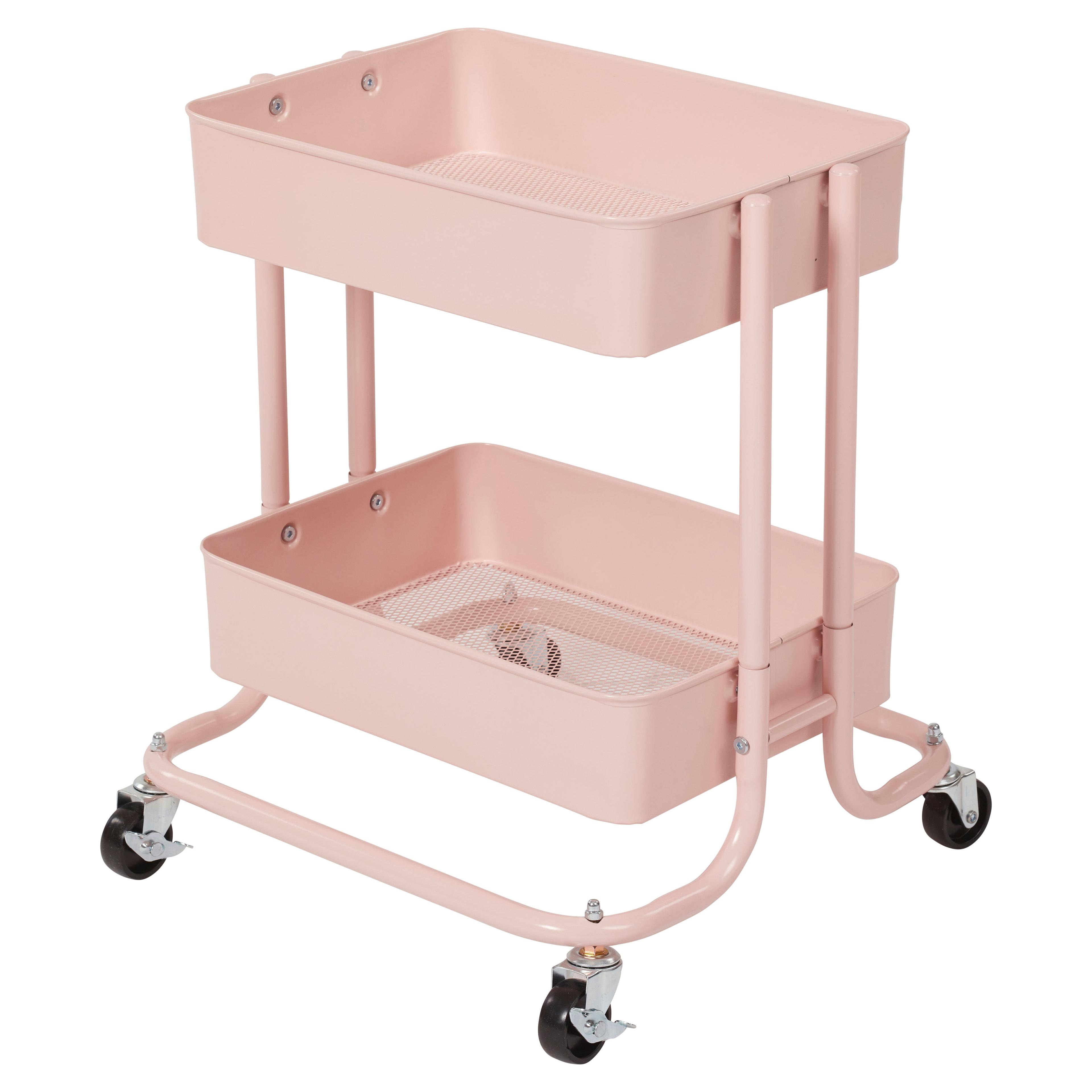 ECR4Kids 2-Tier Metal Rolling Utility Cart - Mobile Storage Organizer