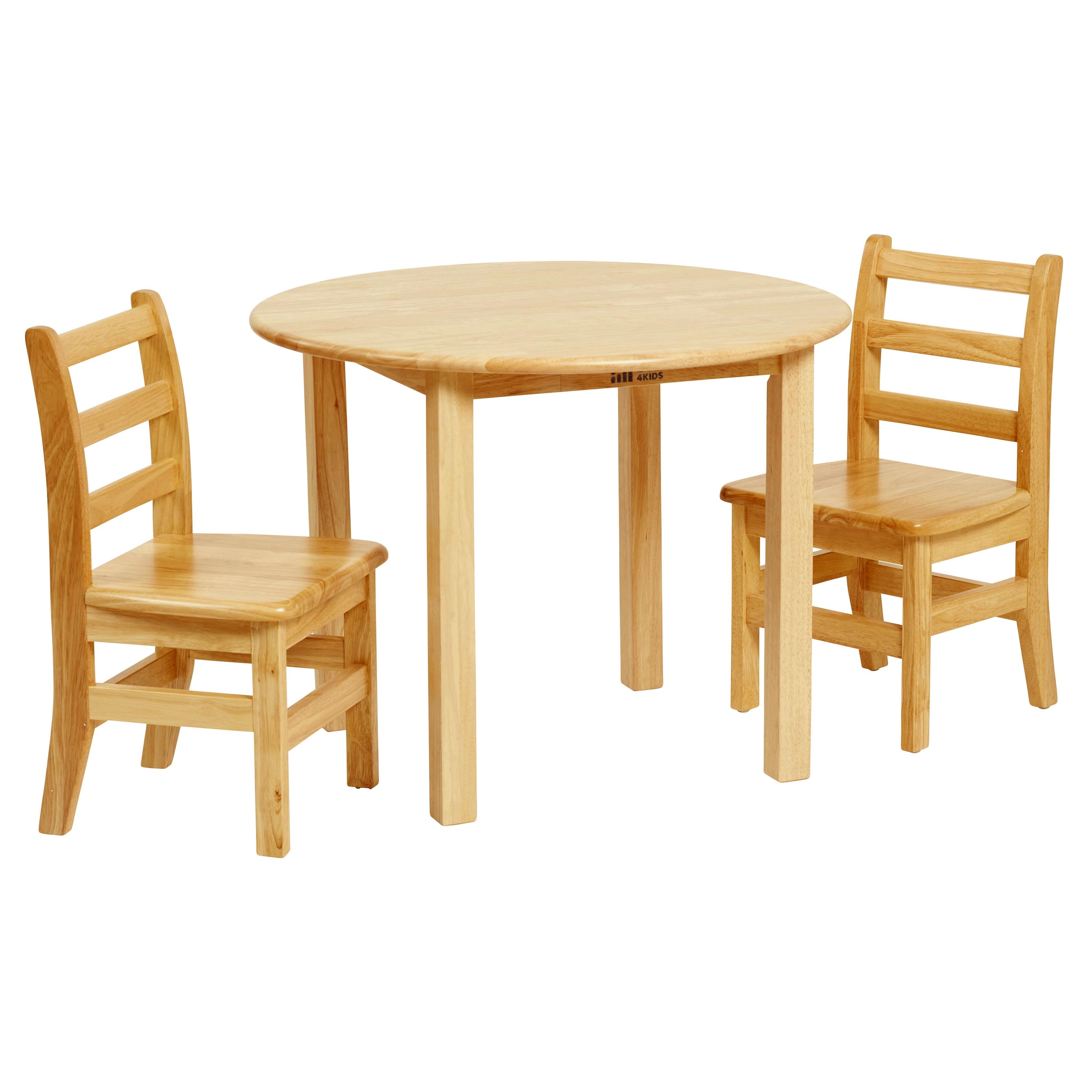 ECR4Kids 30in D Round Hardwood Table and Chair Set, 12in Seat Height, Kids Furniture