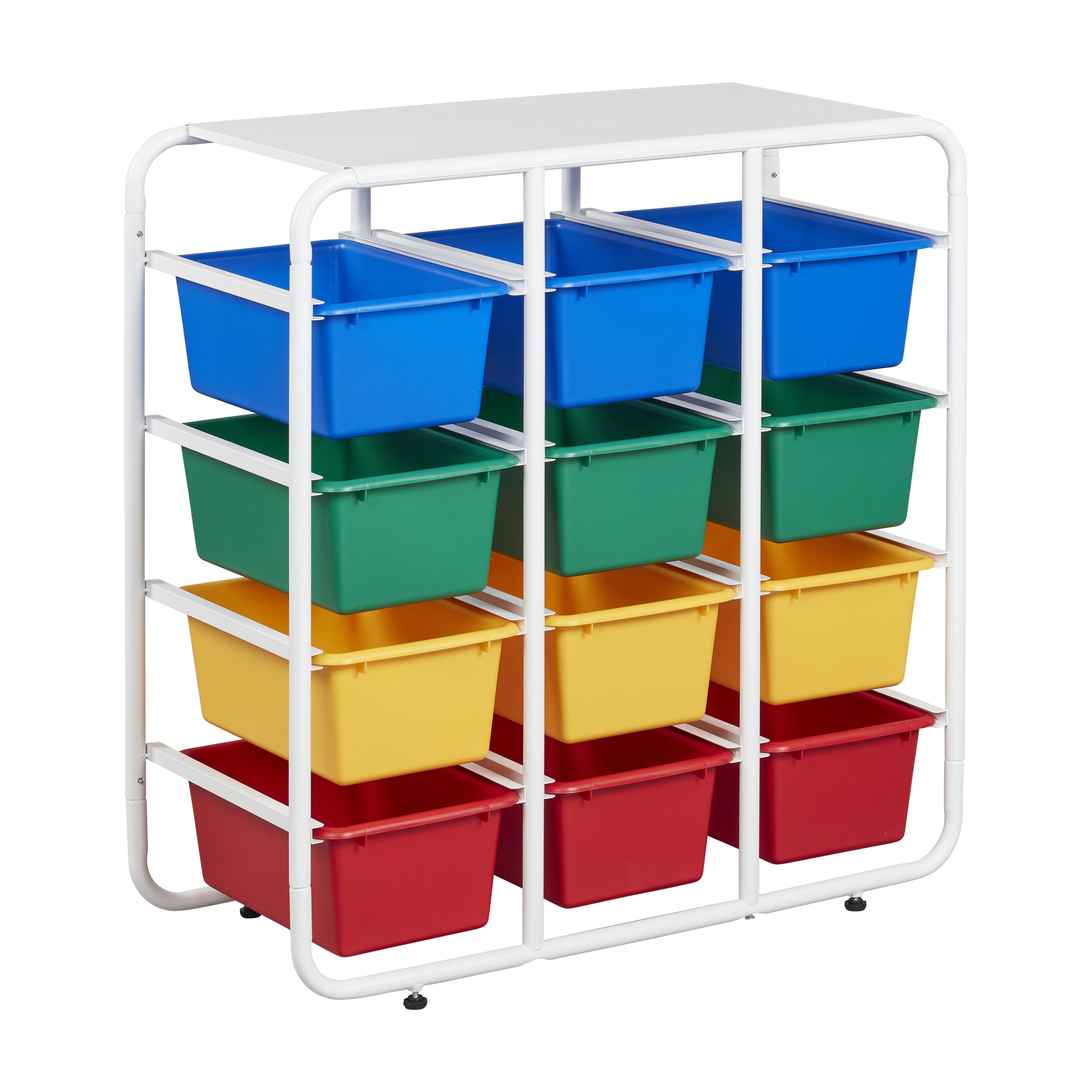 ECR4Kids 4-Tier Storage Rack with 12 Cubby Bins 4x3