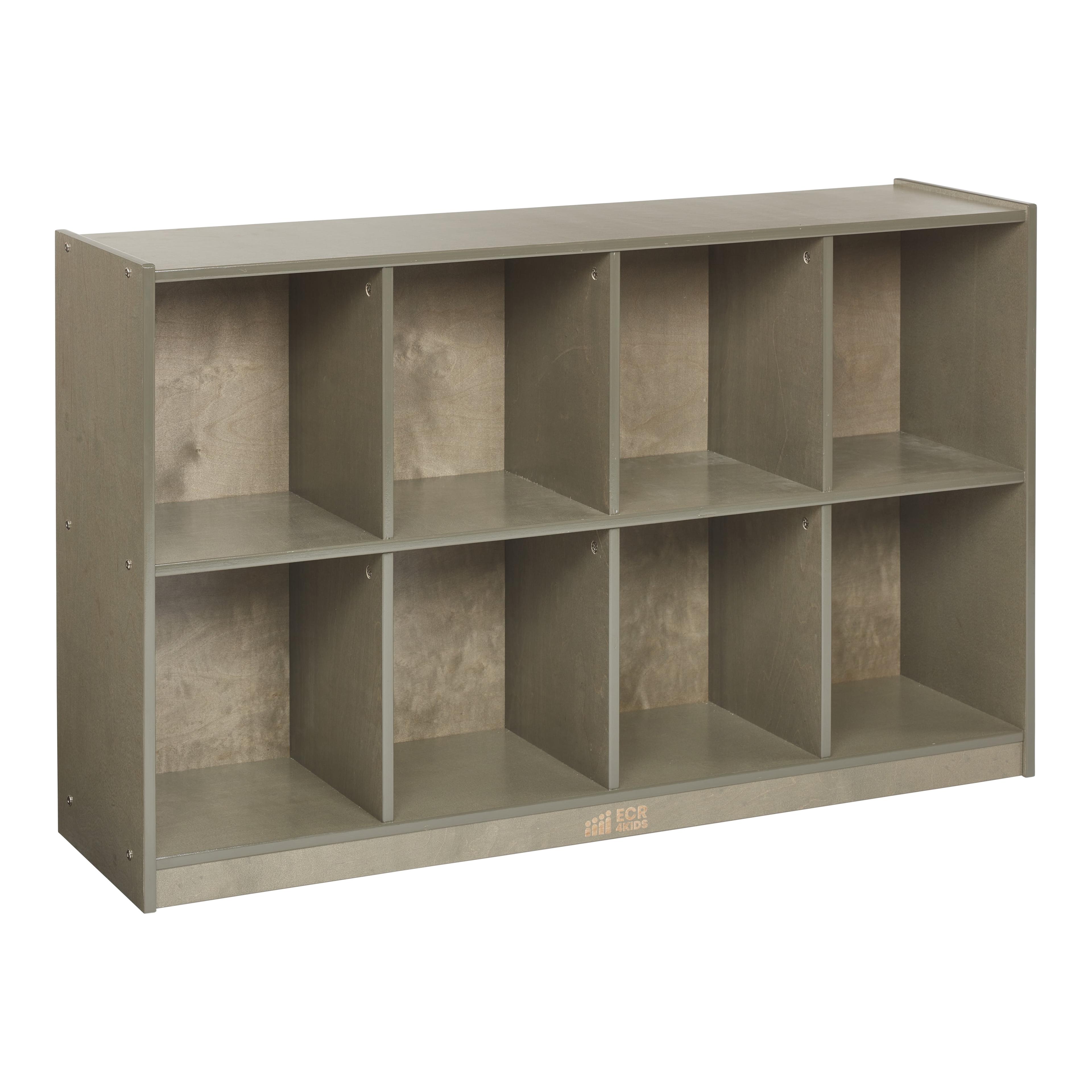 ECR4Kids 8-Compartment Mobile Backpack Storage Cabinet, Grey Wash