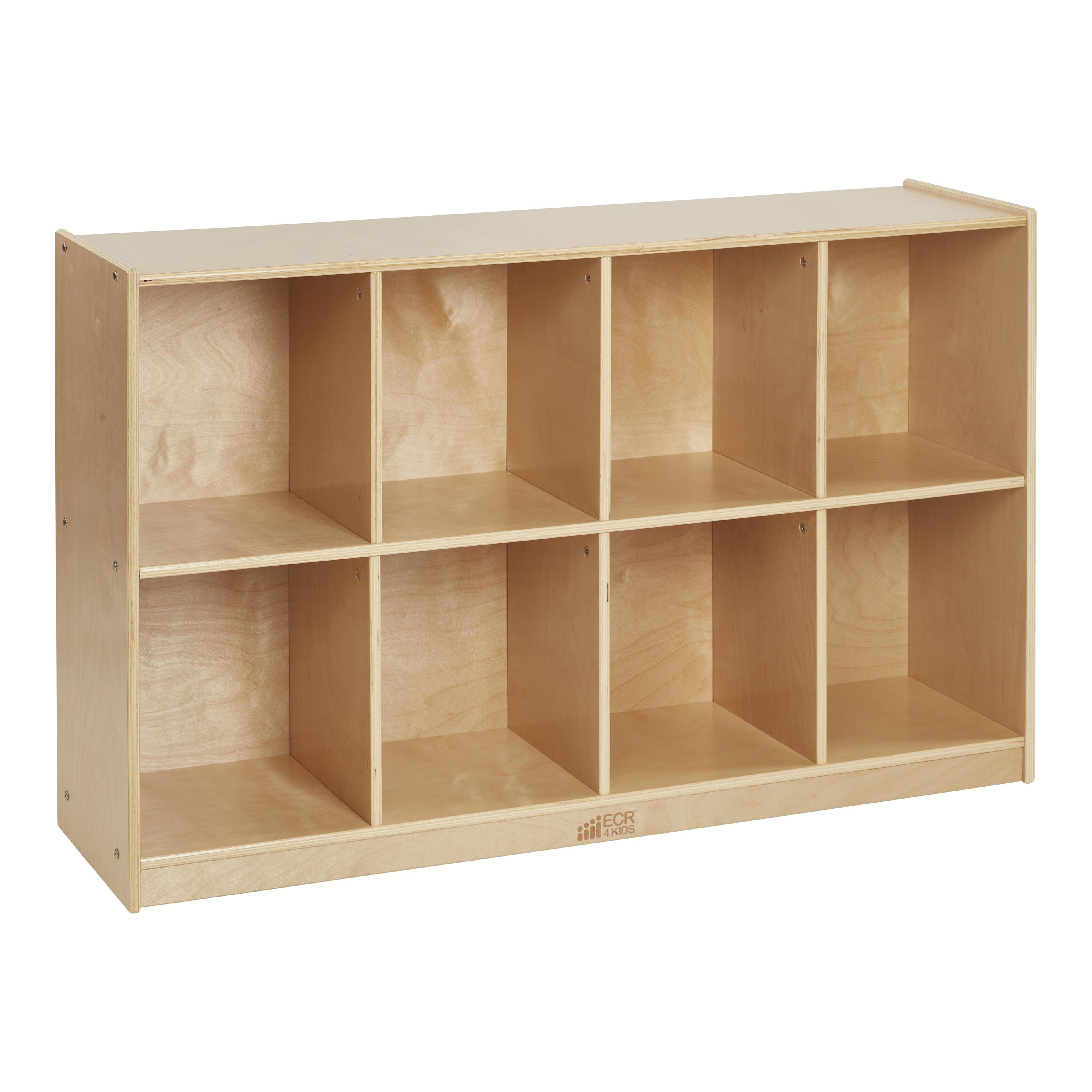 Natural Birch 8-Compartment Kids Storage Cubby Unit