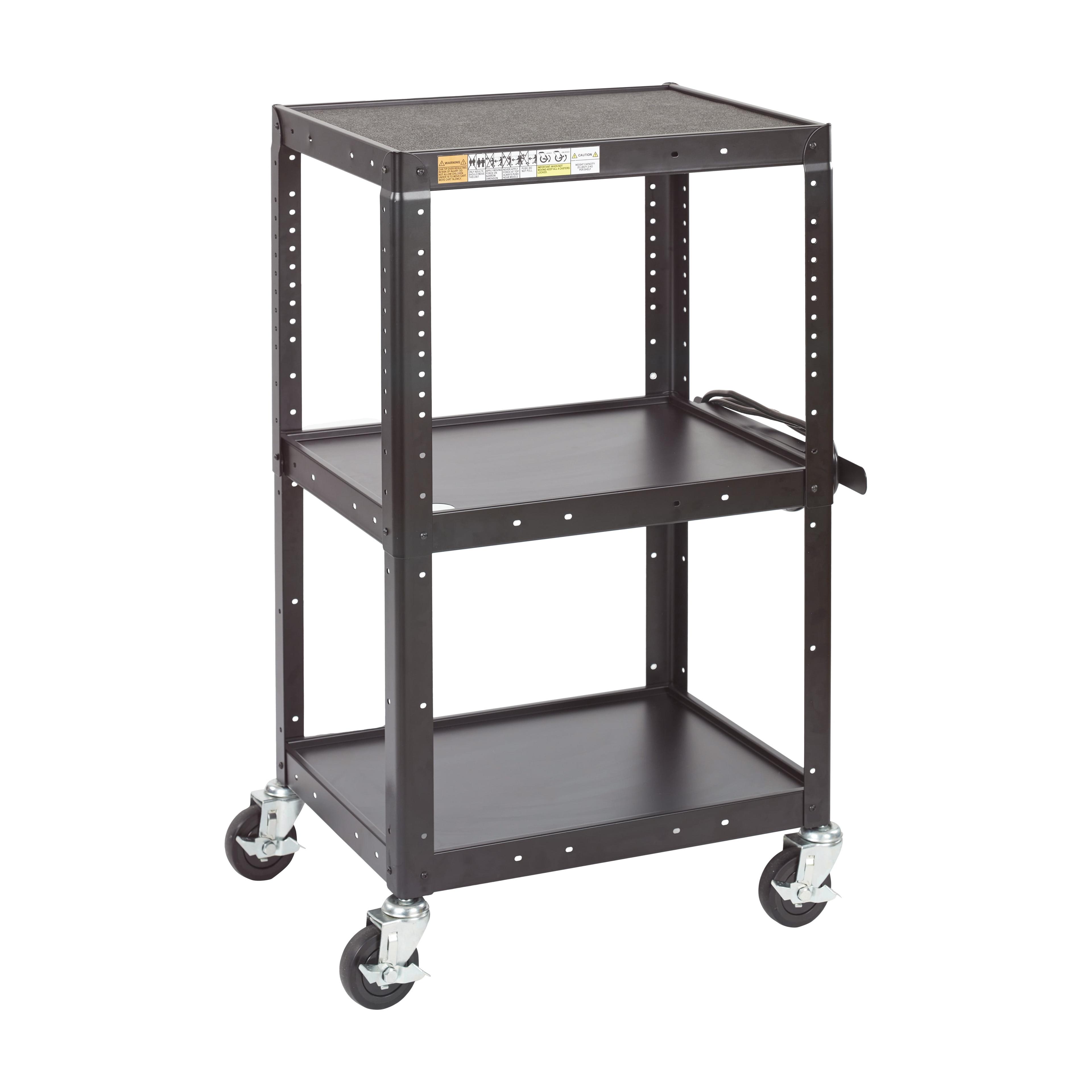 ECR4Kids AV Media Cart, Rolling Storage, Black