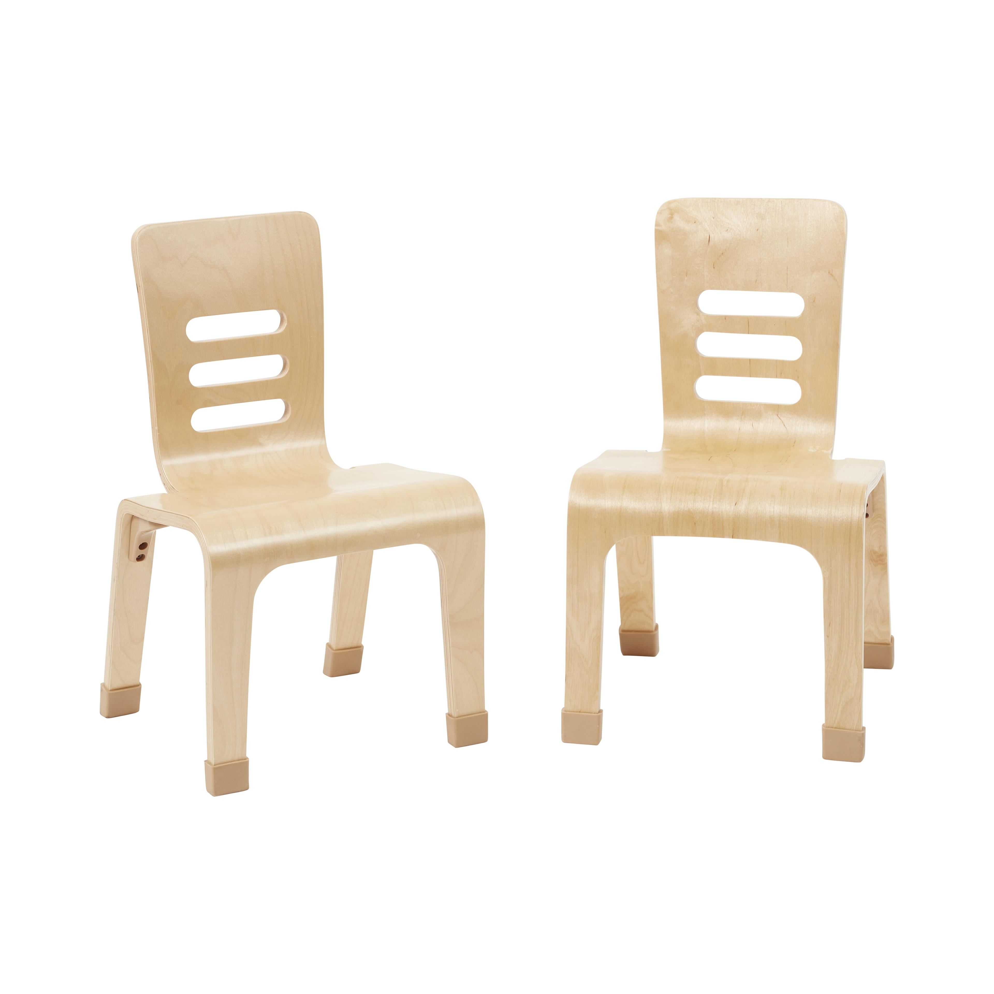 ECR4Kids Bentwood Chair, 12in Seat Height, Natural, 2-Pack