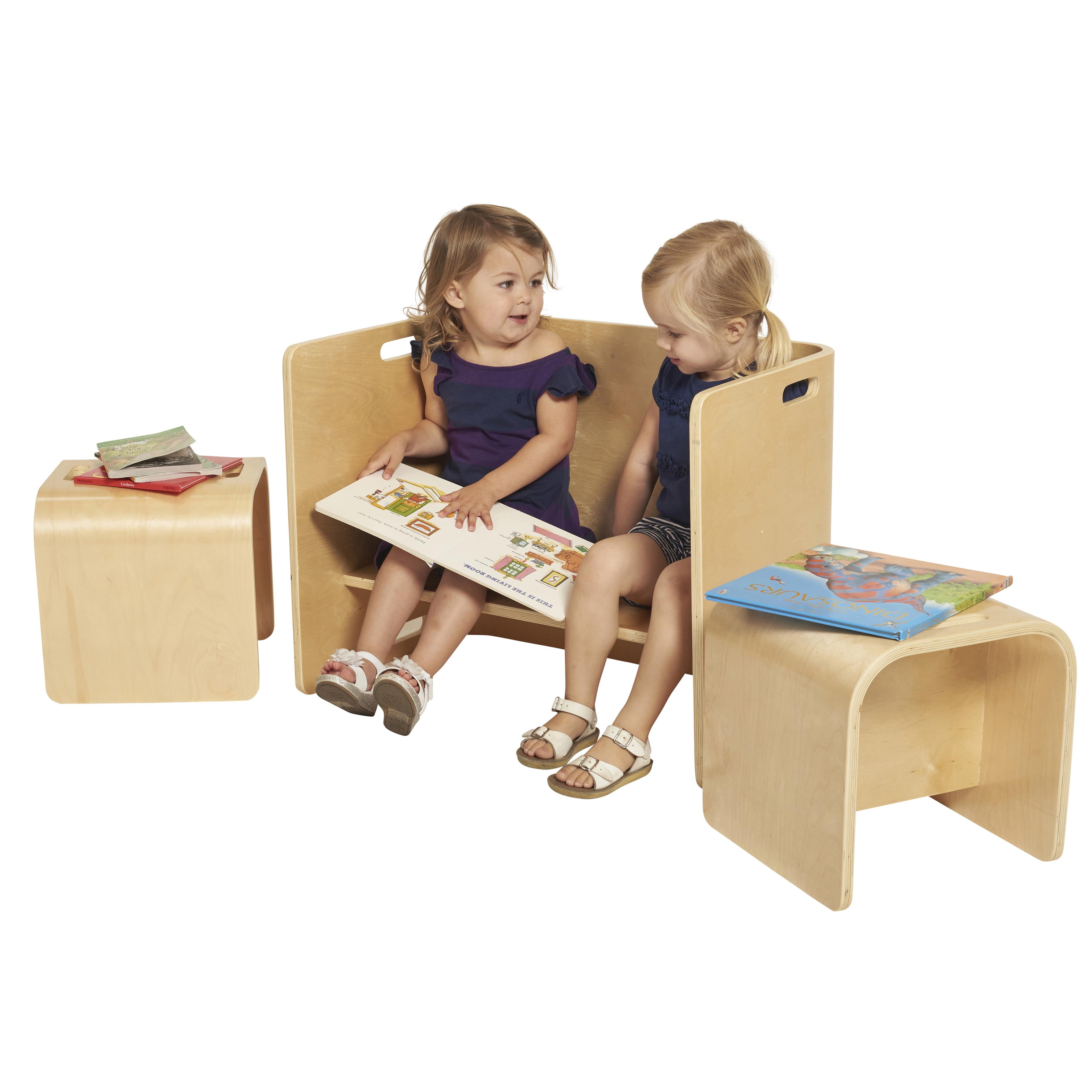 ECR4Kids Bentwood Multipurpose Table and Chair Set, Natural, 3-Piece