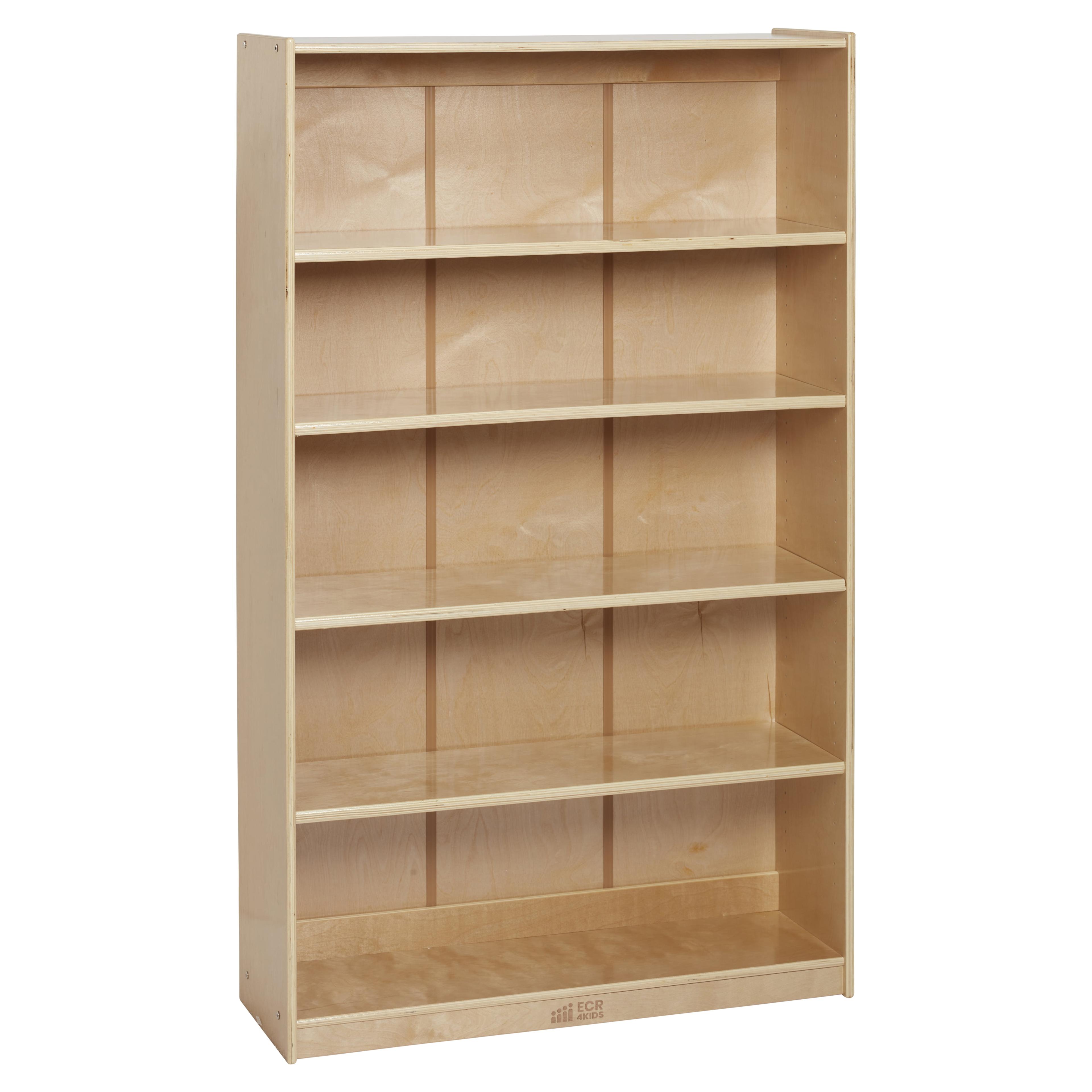 Adjustable Classic Birch Bookcase for Kids, 60in, Natural Brown