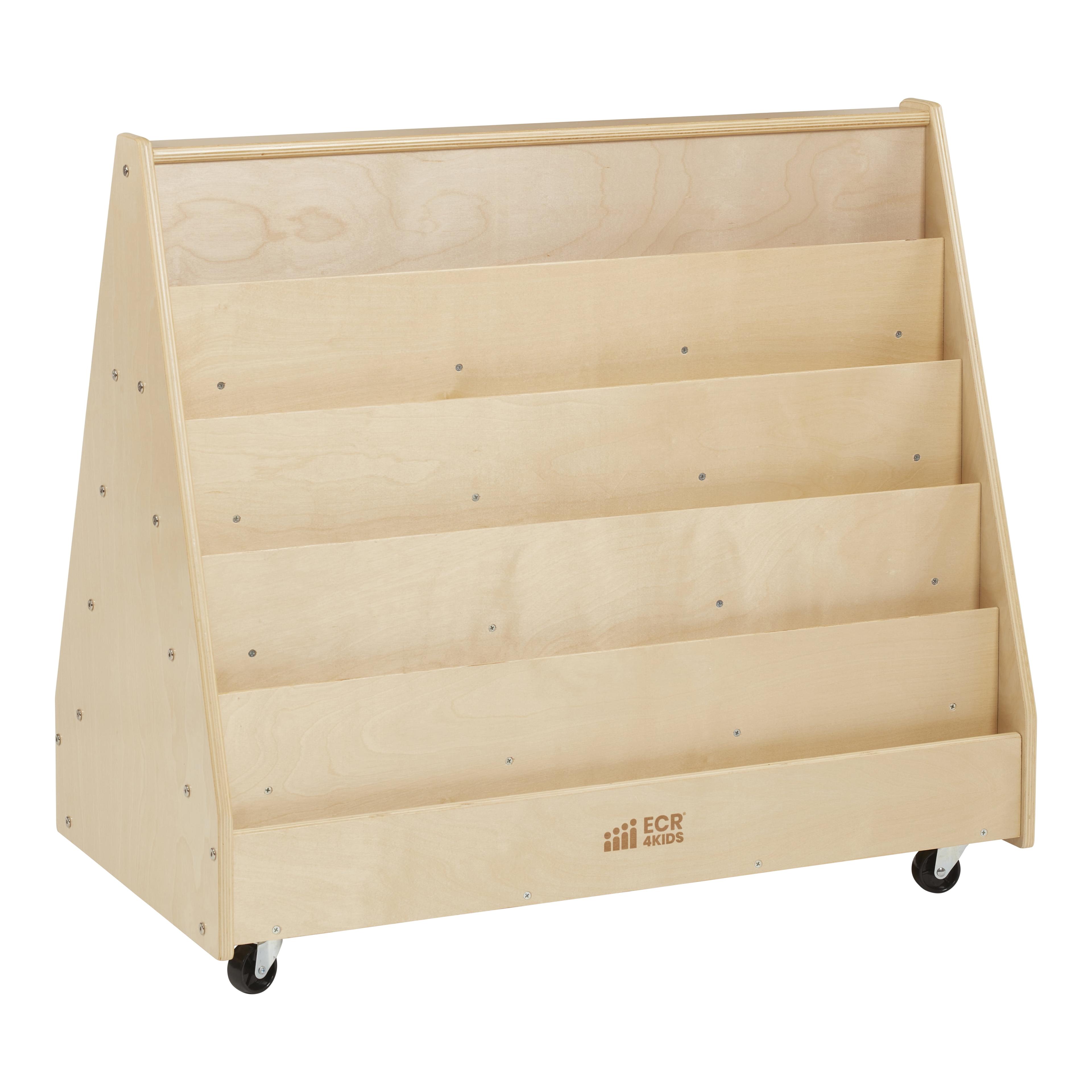 Natural Birch Double-Sided Mobile Book Display with Casters