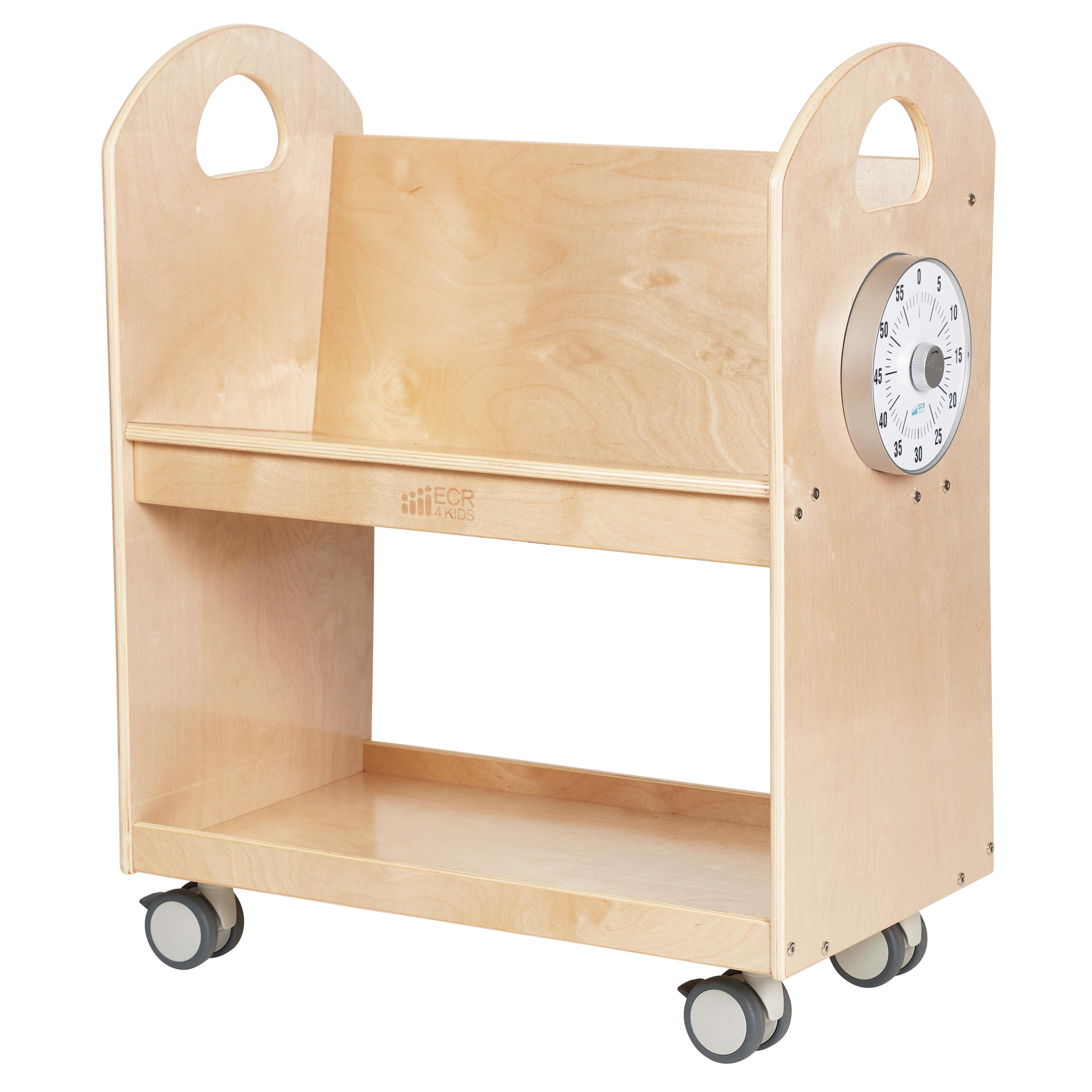 ECR4Kids Mobile Book Cart with Countdown Timer, Classroom Bookshelf