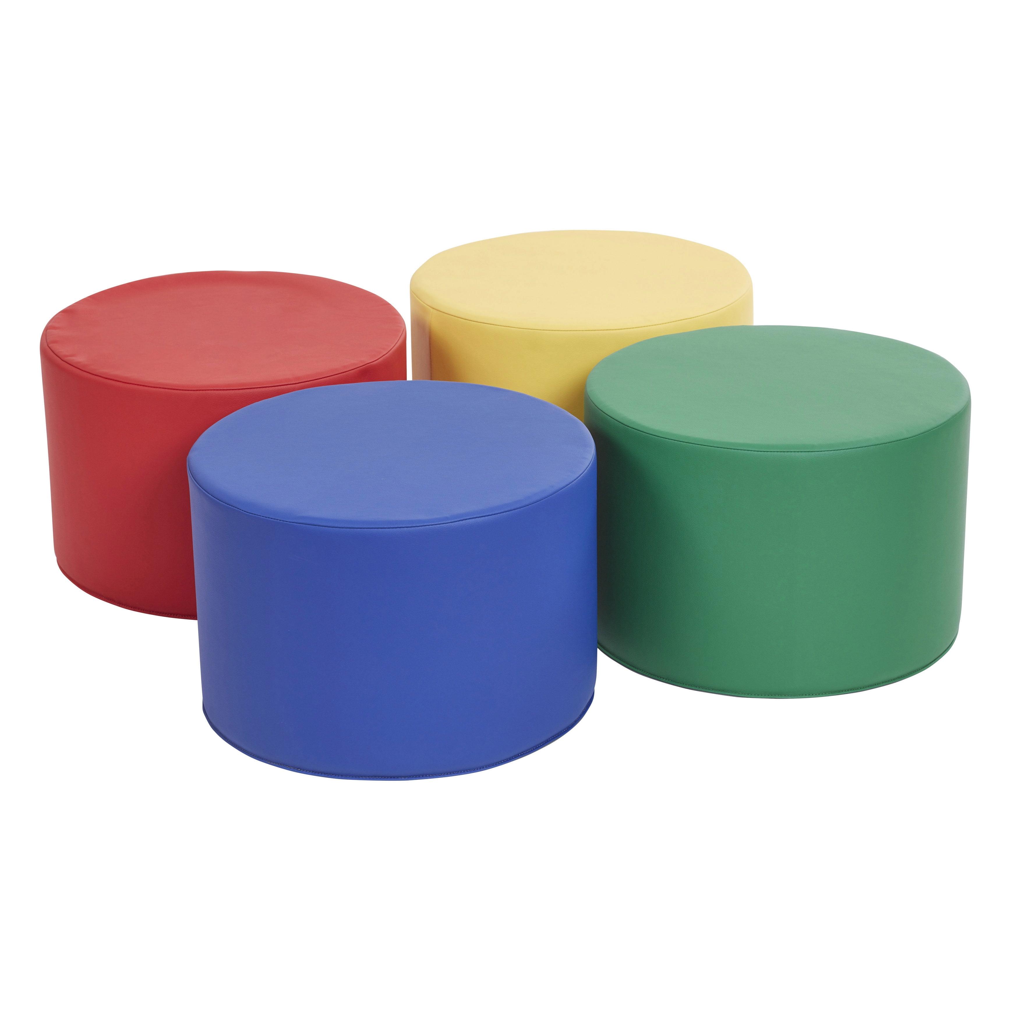 ECR4Kids SoftZone Foam Ottoman Set, Round, Flexible Seating, 4-Piece (Set of 4)