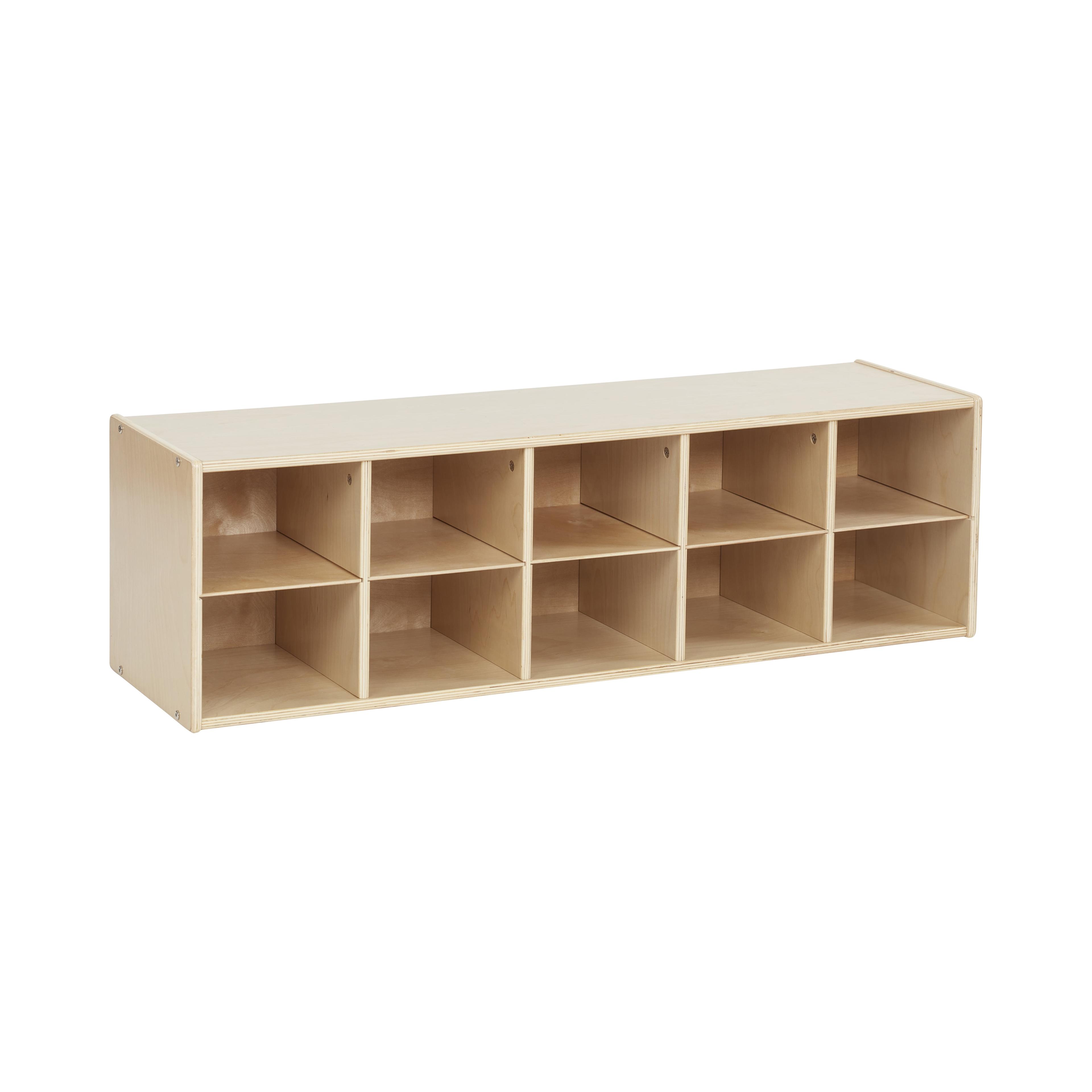 Natural Birch 10-Cubby Tray Storage Cabinet