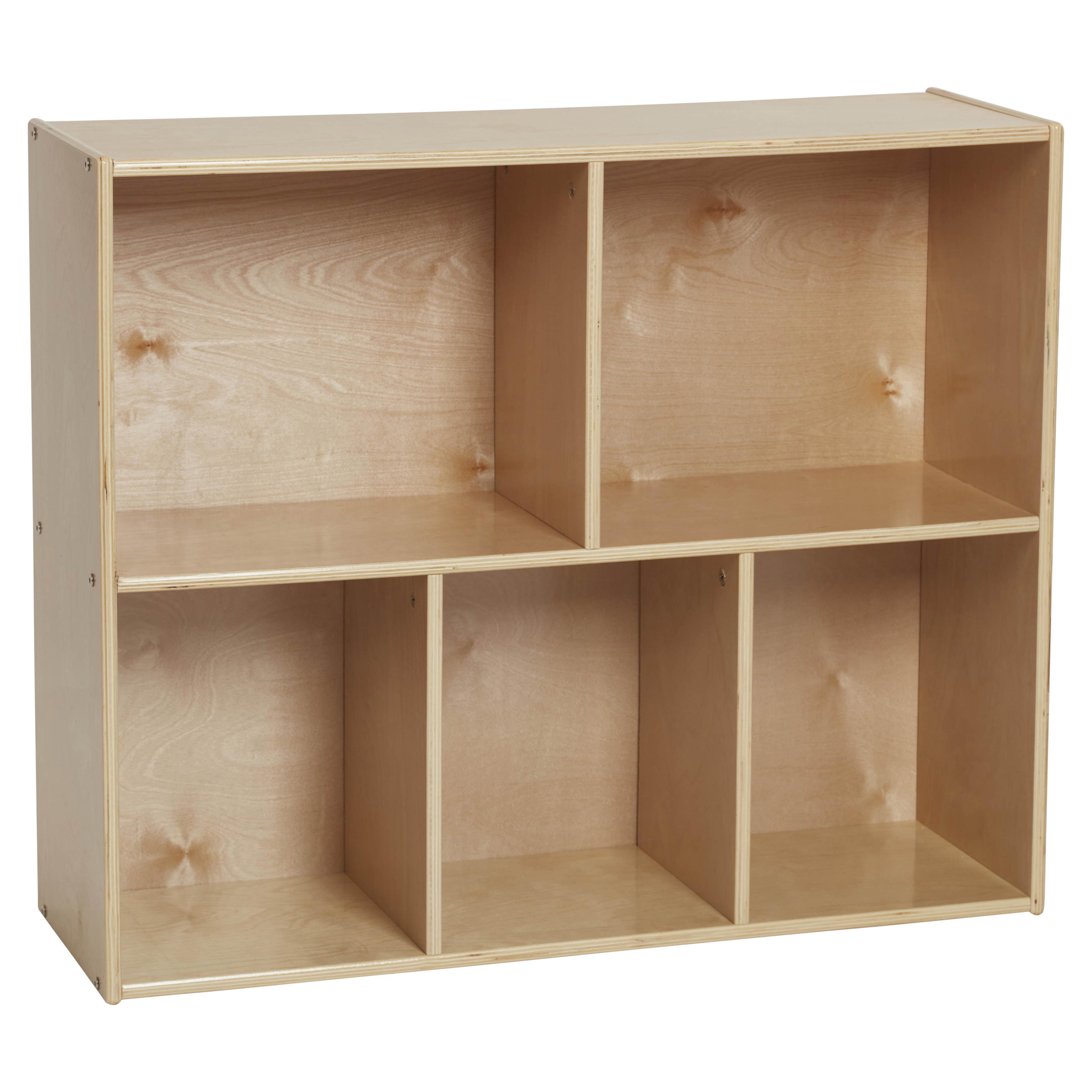 Natural Birch Lacquered 5-Compartment Storage Bookcase