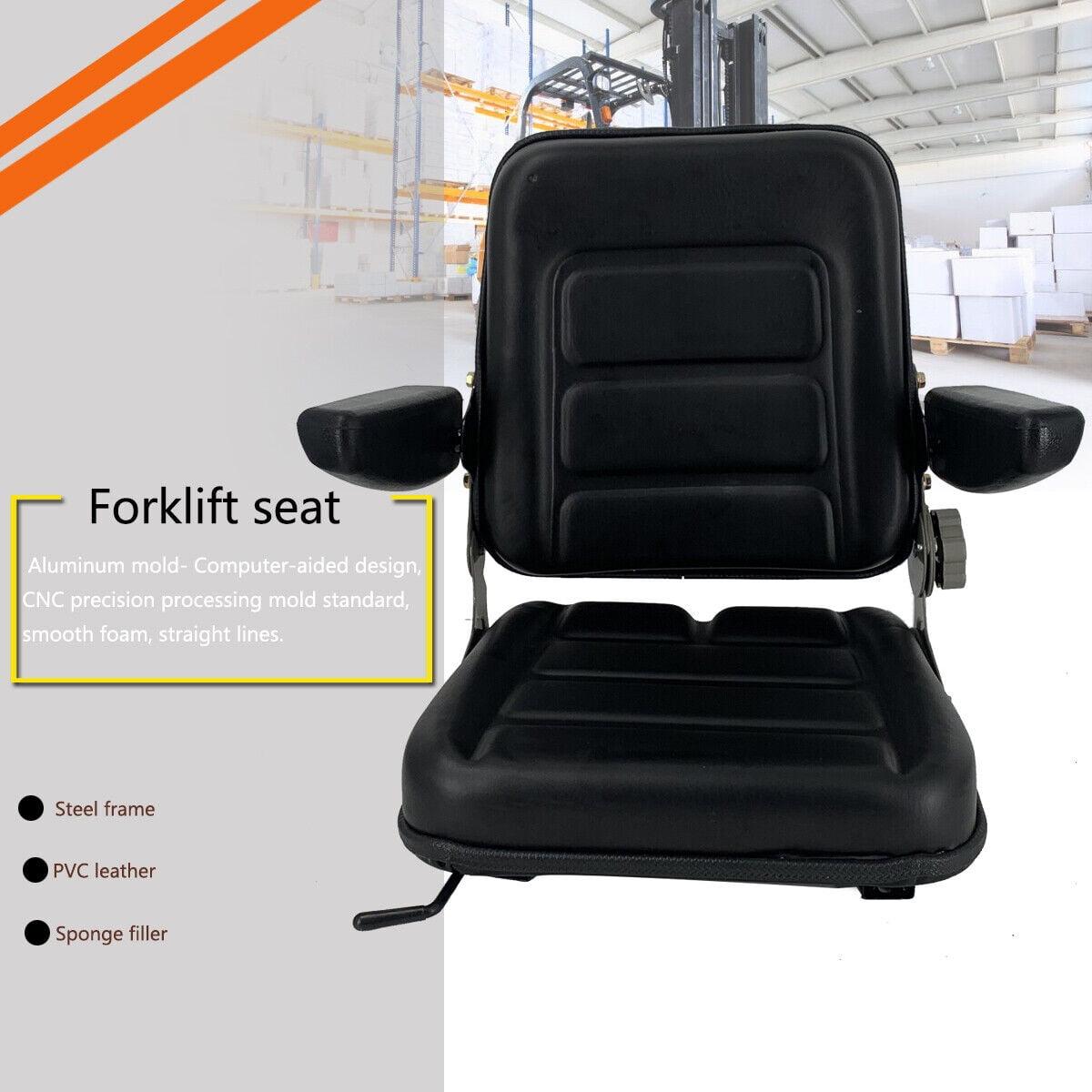 Black Adjustable PVC Forklift and Tractor Seat with Armrests